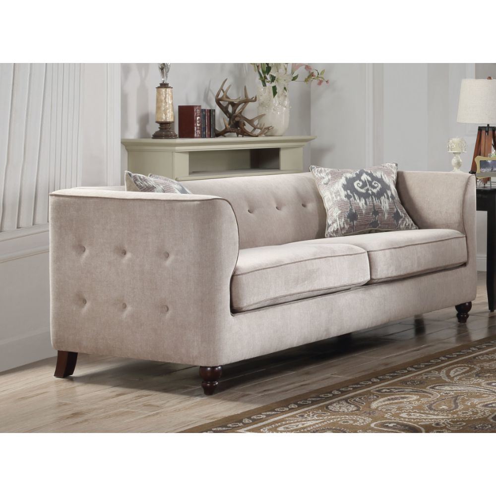 ACME Cyndi Sofa w/2 Pillows in Tan Velvet 52055