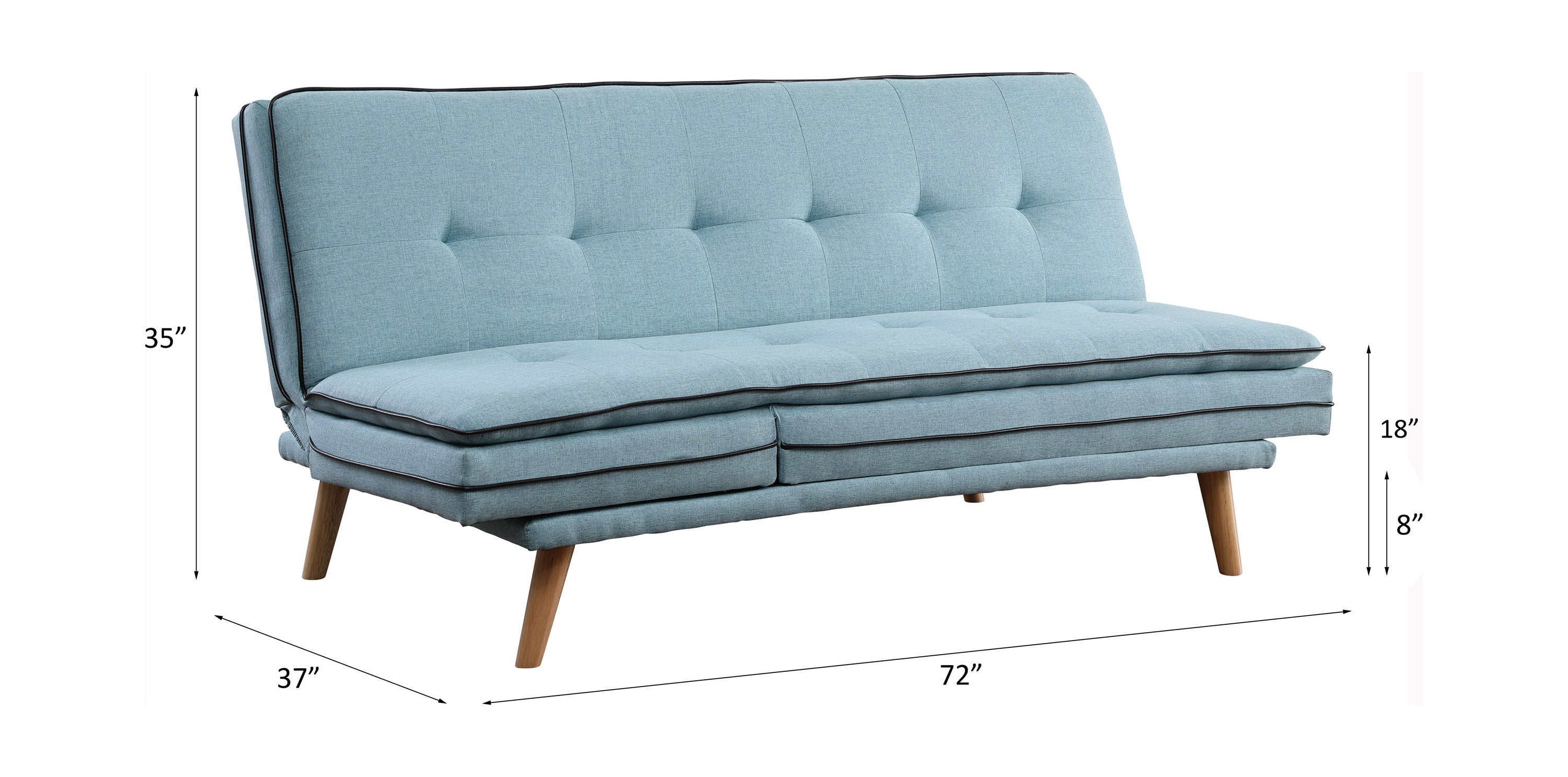 ACME Savilla Adjustable Sofa, Blue Linen & Oak Finish 57162