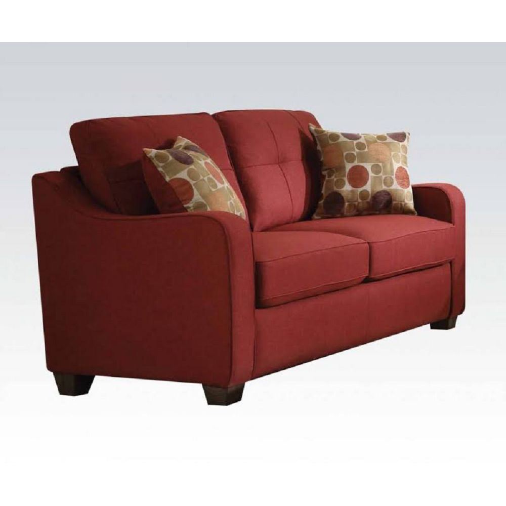 ACME Cleavon II Loveseat w/2 Pillows in Red Linen 53561