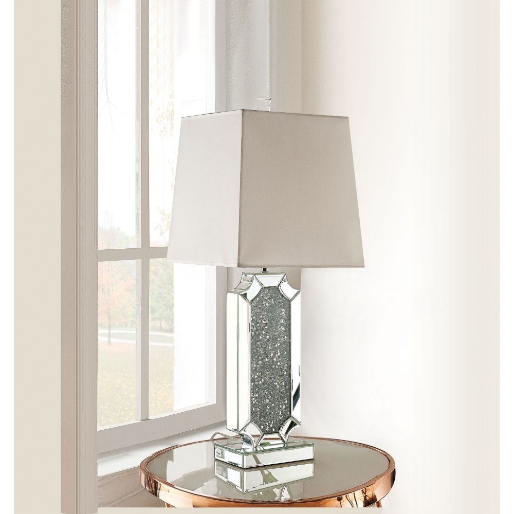 ACME Noralie Table Lamp in Mirrored & Faux Diamonds 40216