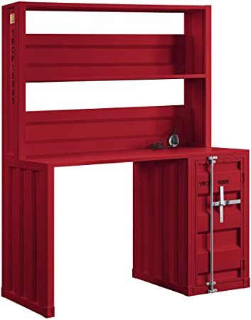 ACME Cargo Desk & Hutch, Red 37917