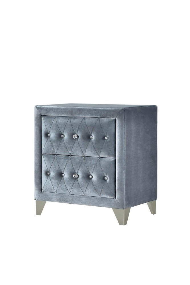 ACME Dante Nightstand, Gray Velvet 24233