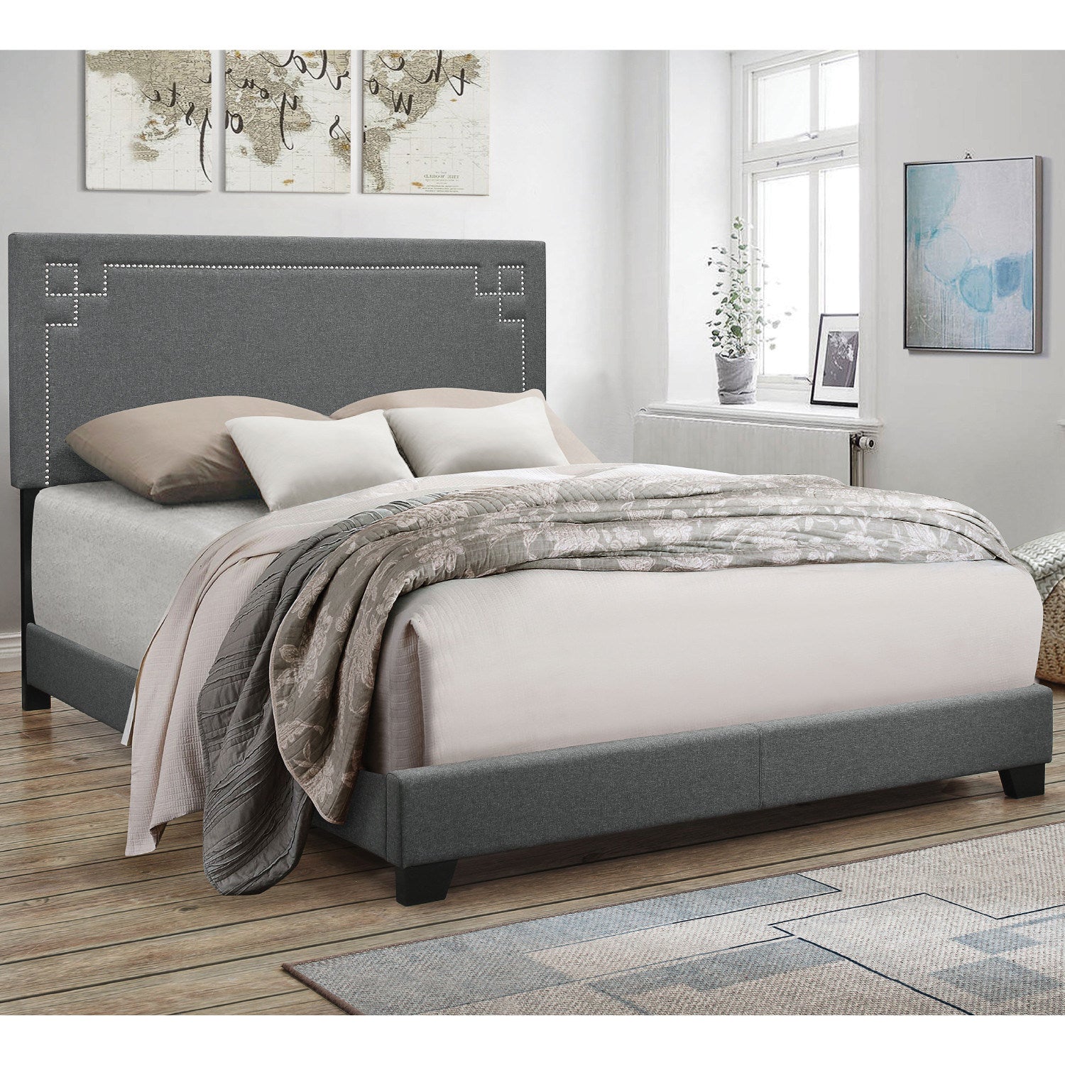 ACME Ishiko II Eastern King Bed in Gray Fabric 20907EK