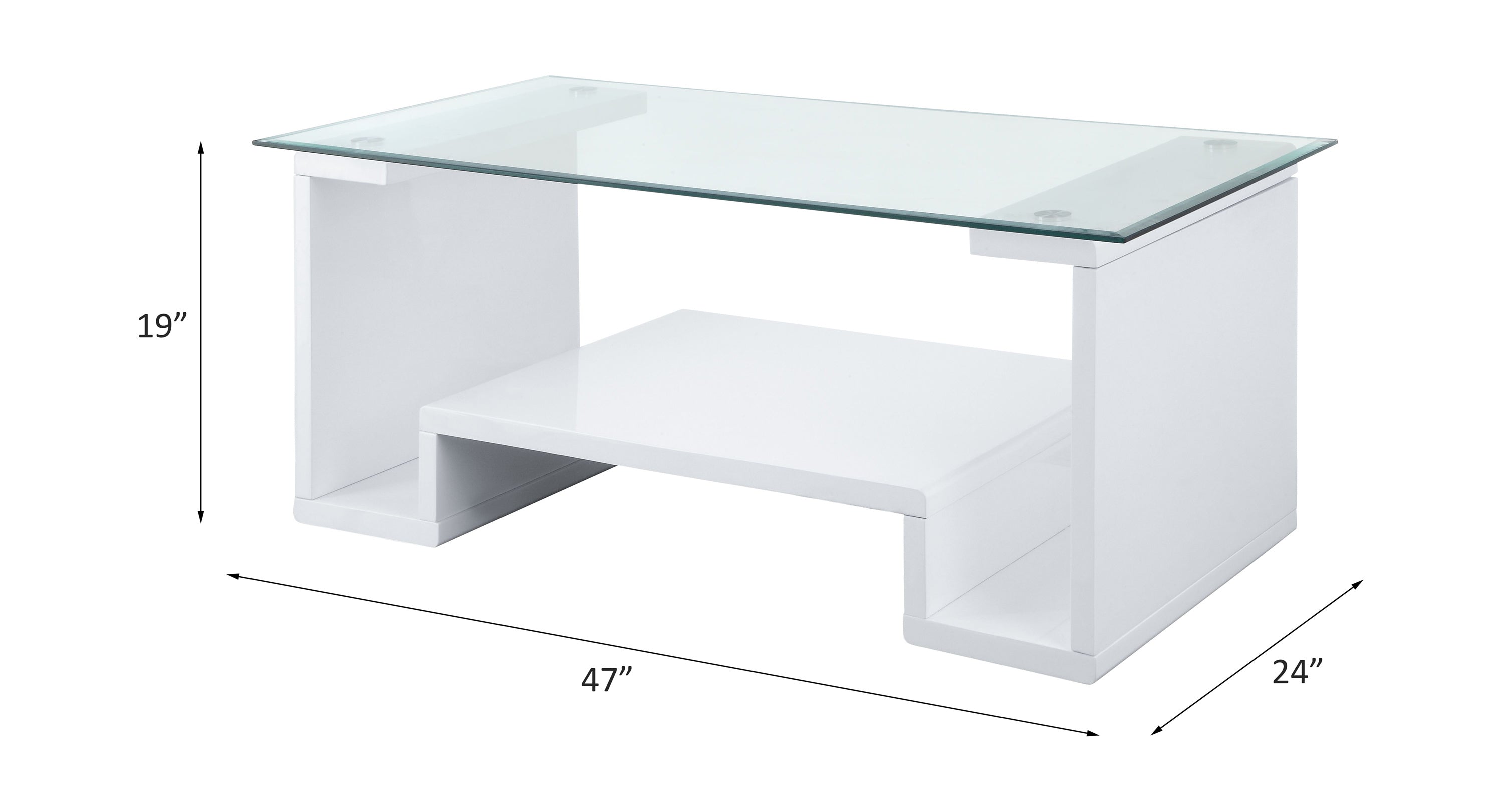 ACME Nevaeh Coffee Table, Clear Glass & White High Gloss Finish 82360