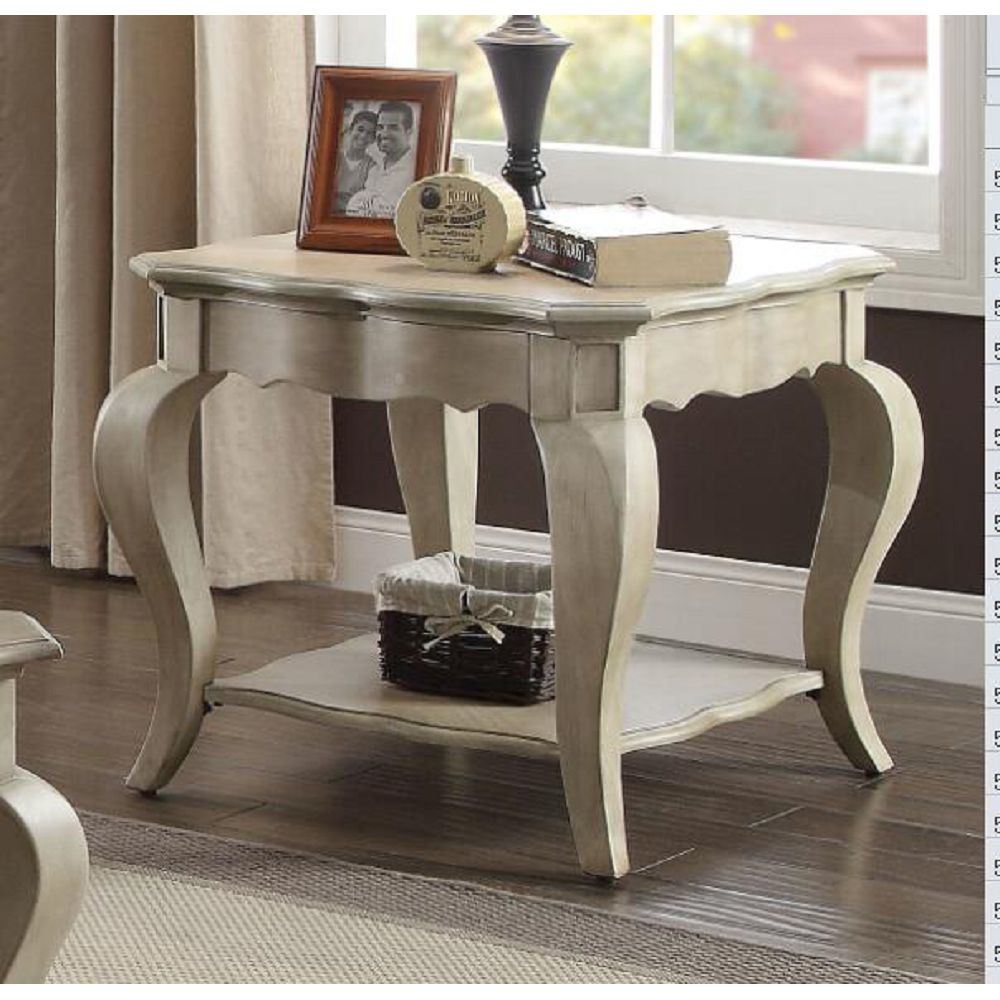 ACME Chelmsford End Table in Antique Taupe 86052