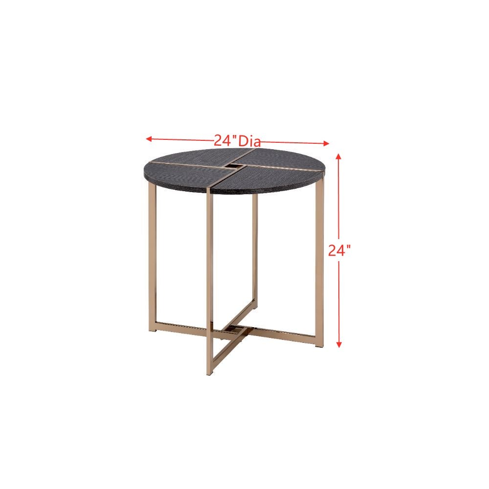 ACME Bromia End Table, Black & Champagne 83007