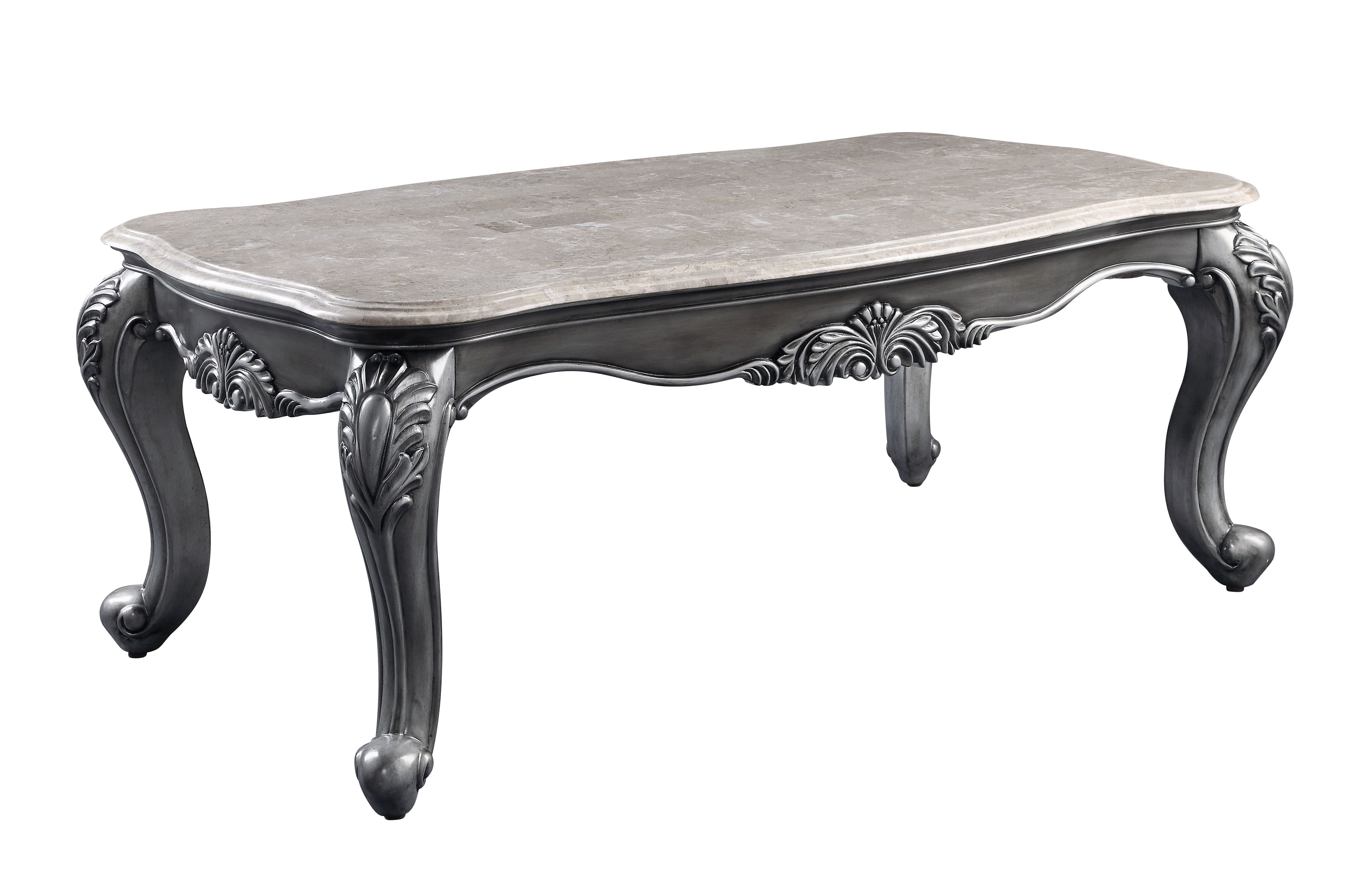 ACME Ariadne Coffee Table, Marble & Platinum 85345