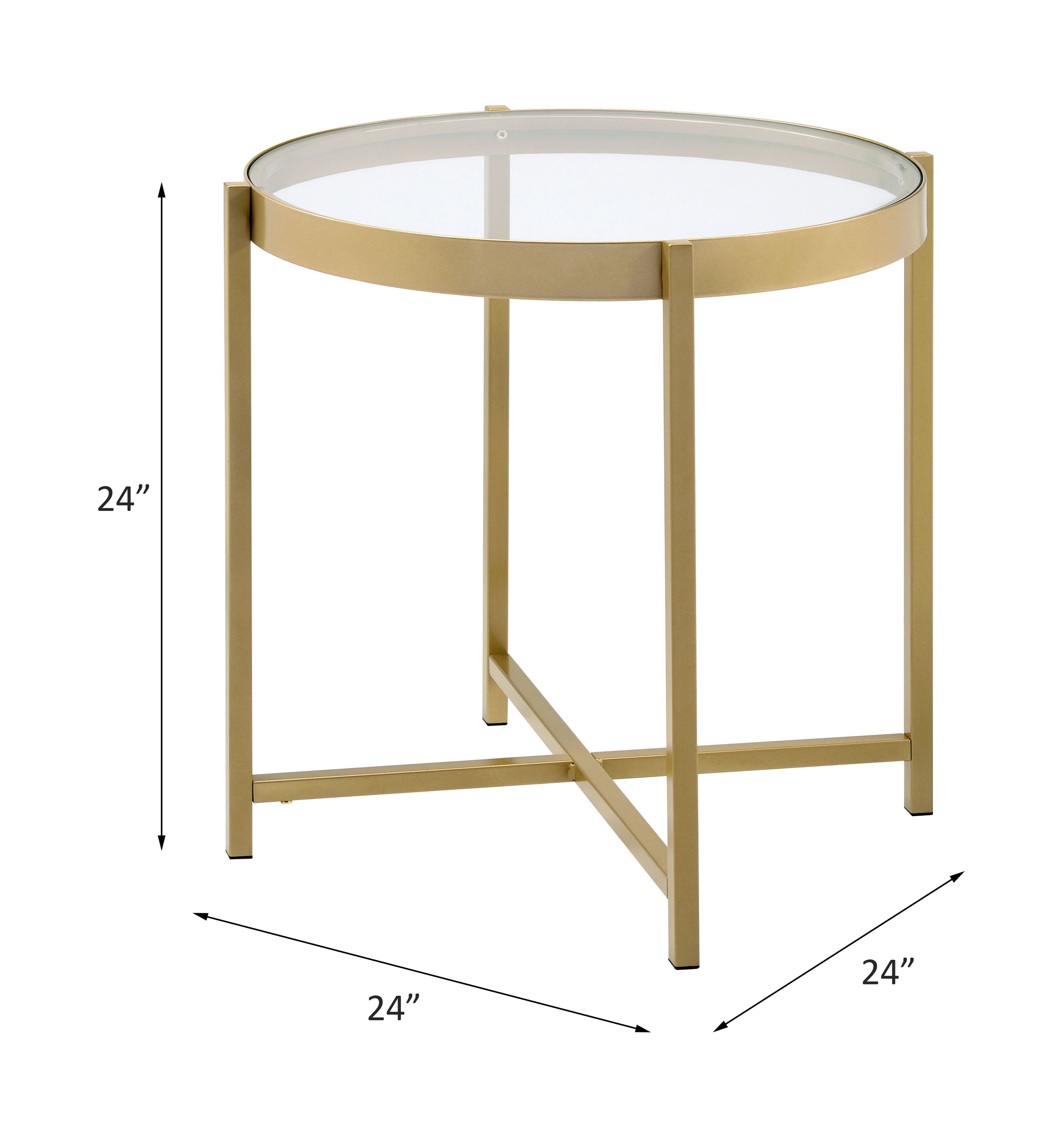 ACME Charrot End Table, Gold Finish 82307