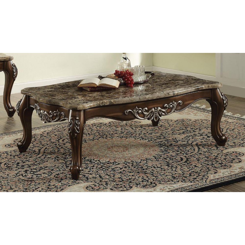 ACME Latisha Coffee Table in Marble & Antique Oak 82145