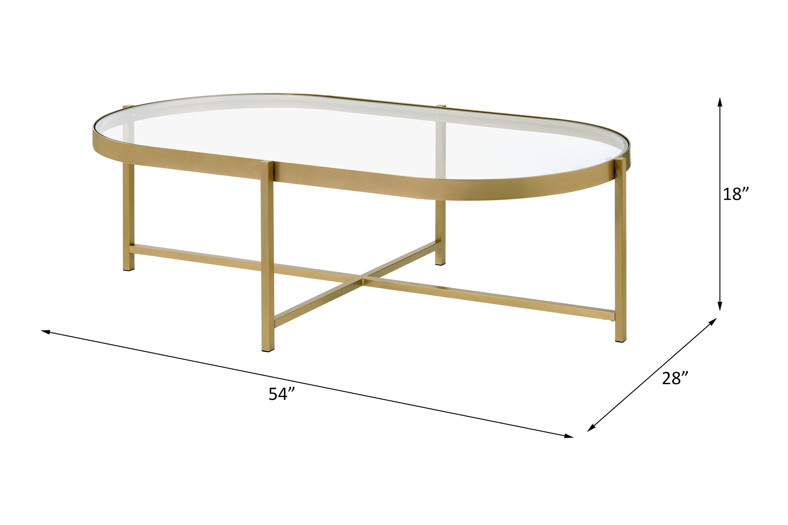 ACME Charrot Coffee Table, Clear Glass & Gold Finish 82305