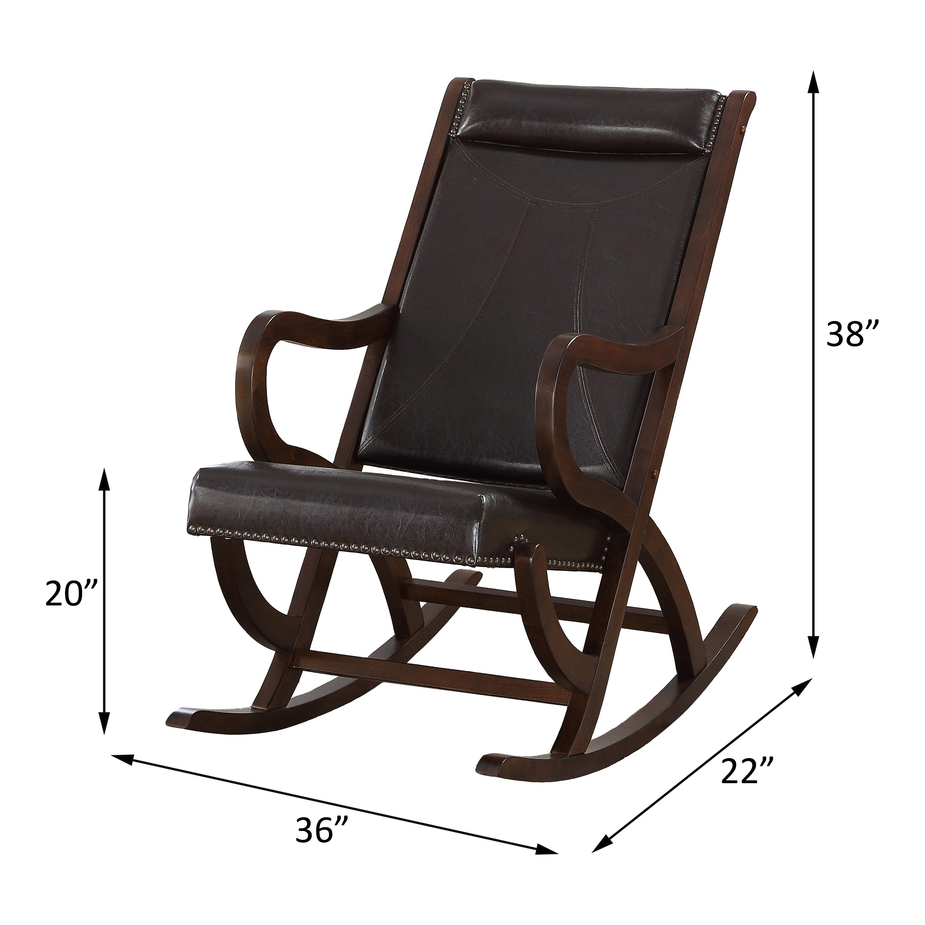 ACME Triton Rocking Chair in Espresso PU & Walnut 59535