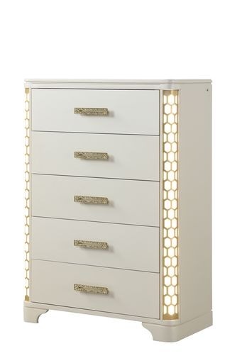 Jasmine Chest with side LED Lightning made with Wood in Beige