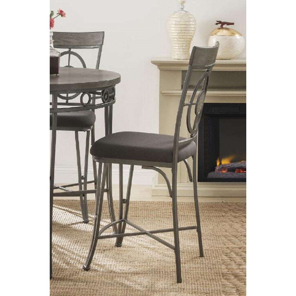 ACME Landis Counter Height Chair (Set-2) in Fabric & Gunmetal 73182