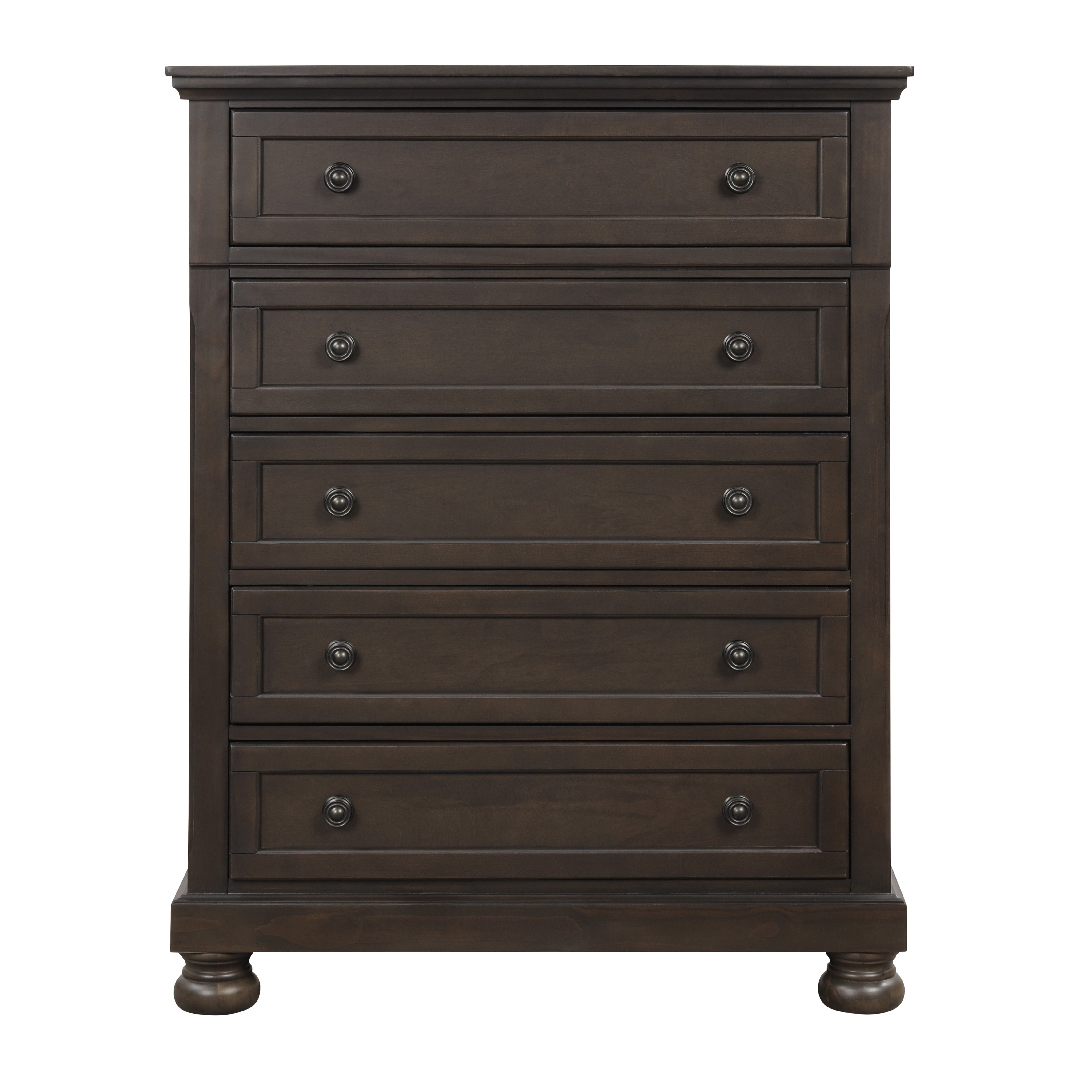 Traditional Design Bedroom Furniture 1pc Chest of 5x Drawers Grayish Brown Finish Wooden Furniture