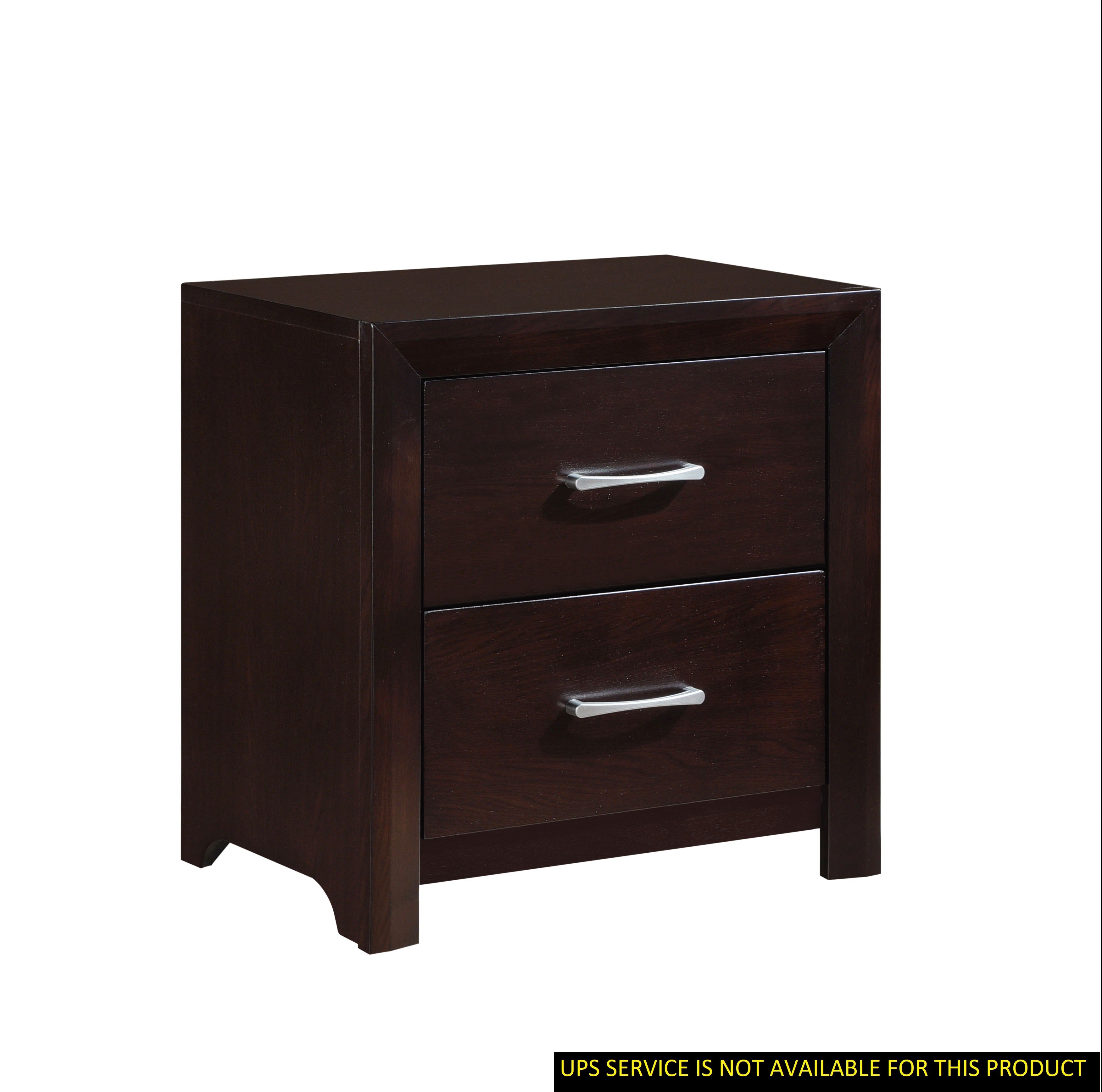 Espresso Finish Contemporary Design 1pc Nightstand of Drawers Silver Tone Pulls Bedroom Furniture