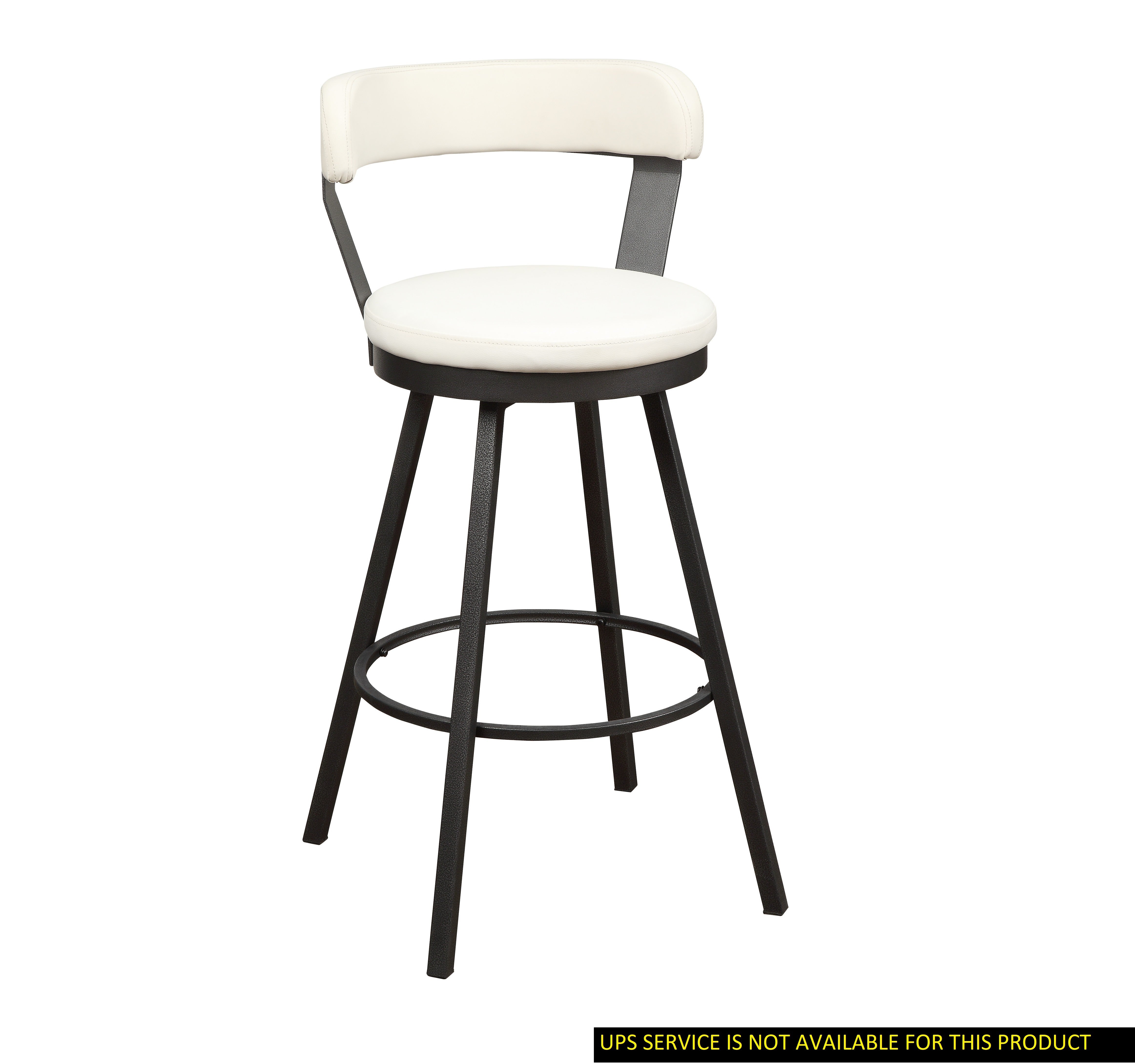 Pub Chairs 2pc Set White PU Upholstered Metal Base 29-inch Counter Height Chairs Seat 360-degree Swivel Dining Furniture