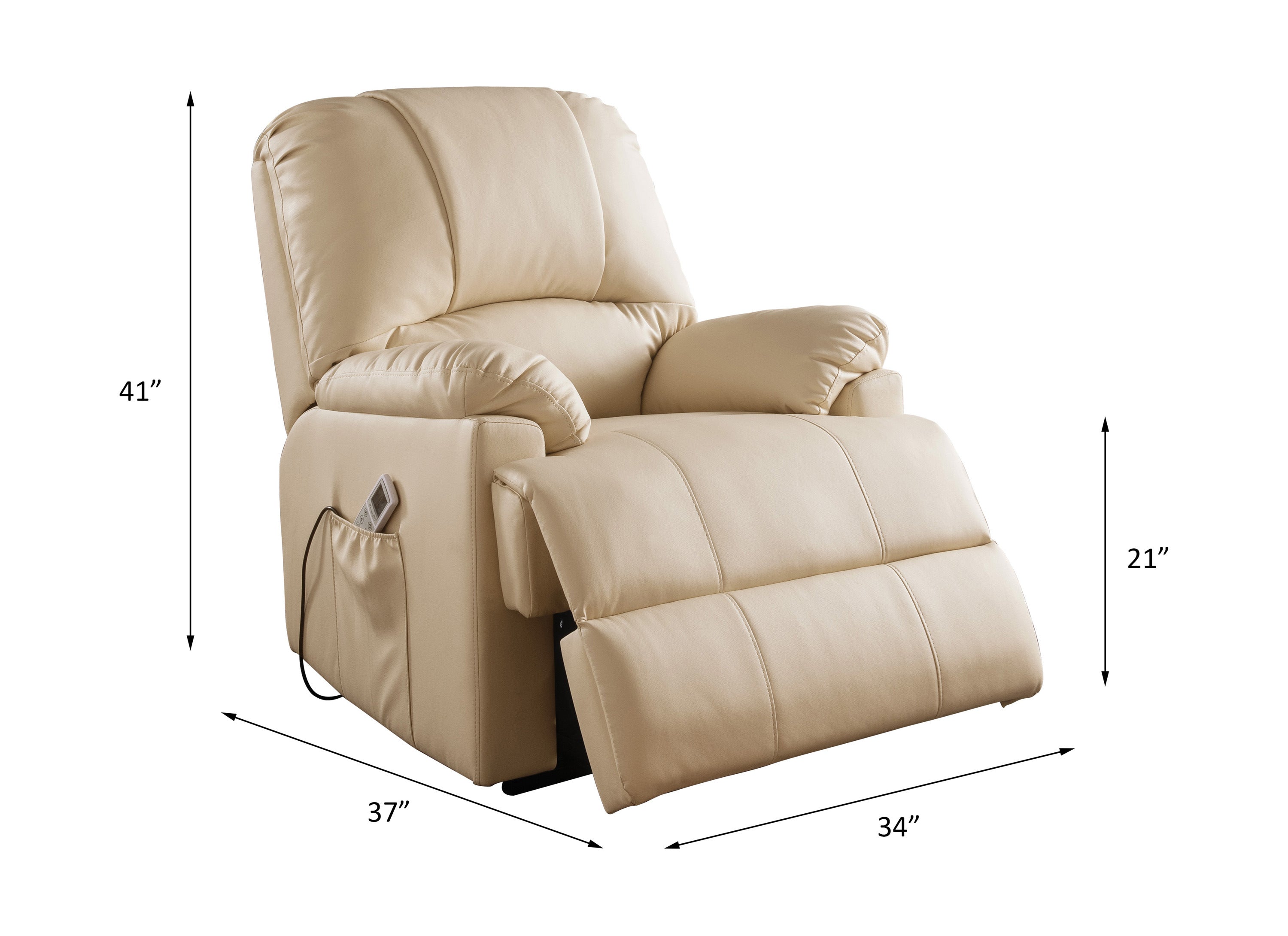 ACME Ixora Recliner w/Power Lift & Massage in Beige PU 59286