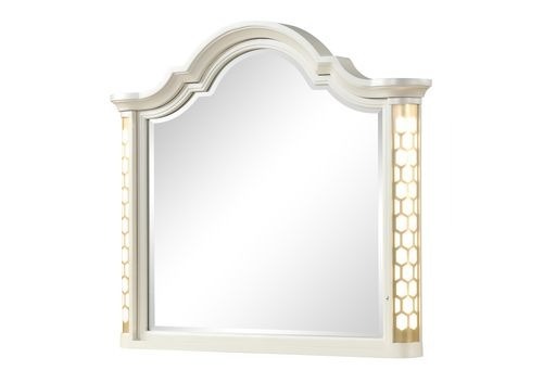 Jasmine Mirror with side LED lightning made with Wood in Beige