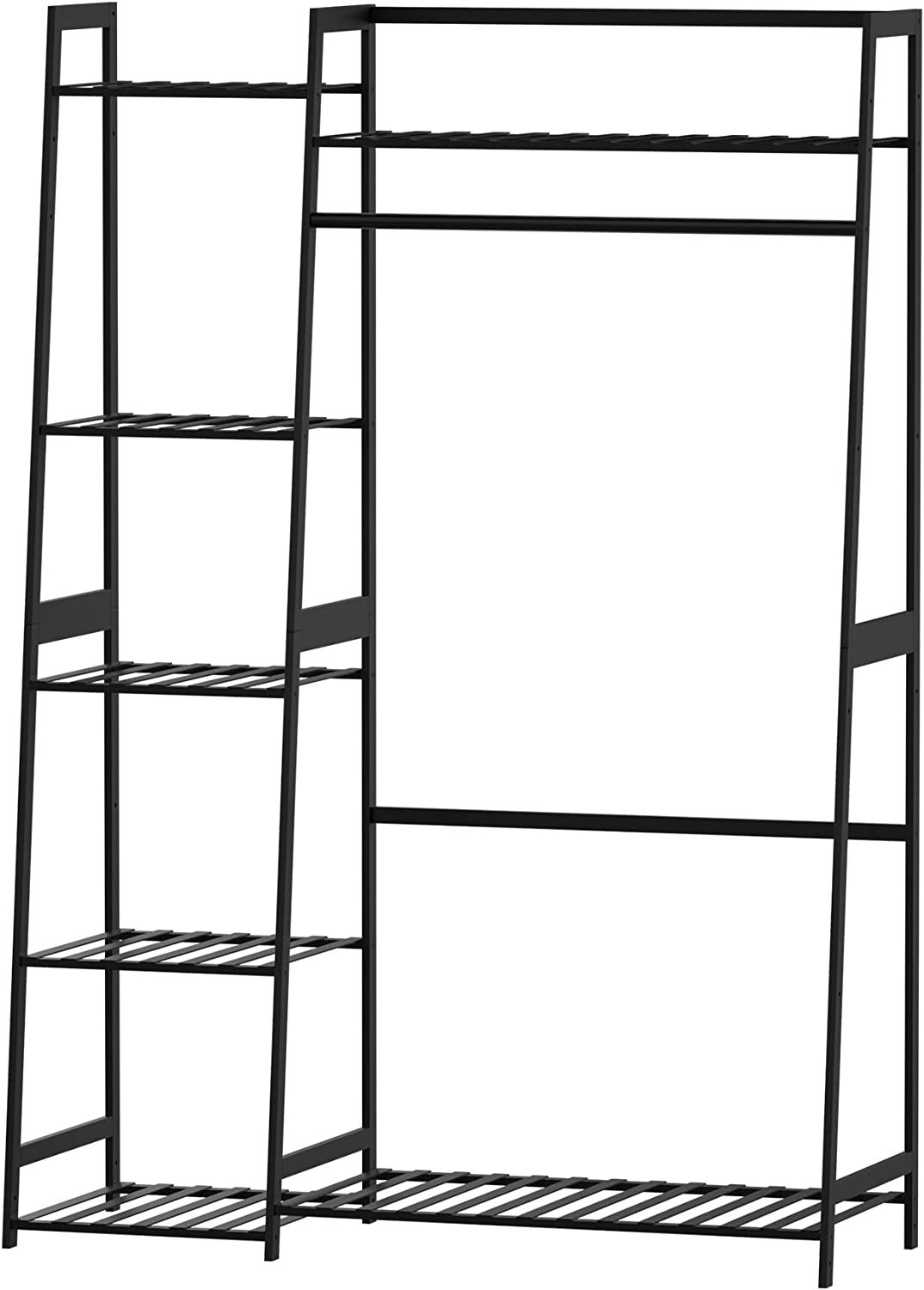 Clothes Rack,Clothes Rack with Shelves,Freestanding Closet Organizer for Living Bedroom Room Kitchen Bathroom Entryway Office Storage Shelves Clothes Hanging Rack,CR-538 Black