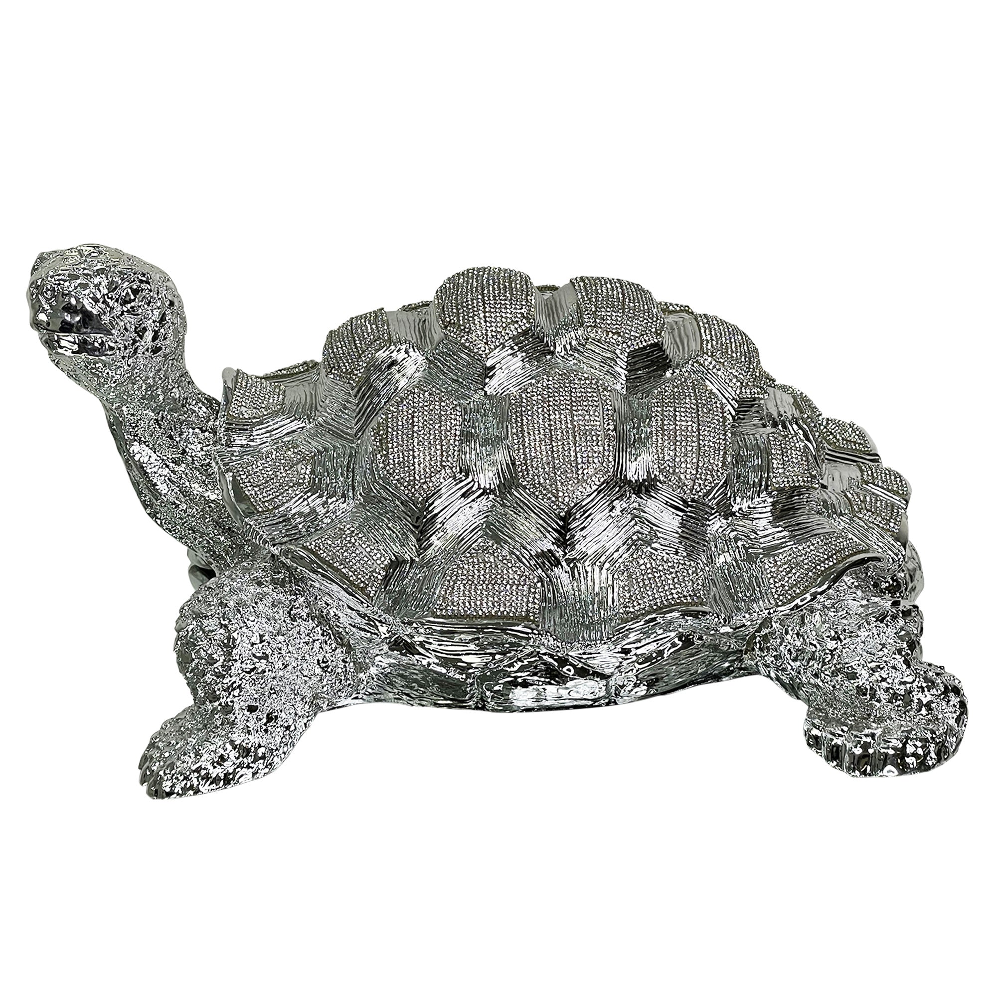 Ambrose Diamond Encrusted Chrome Plated Turtle (14"L X 10.5"W X 7"H)