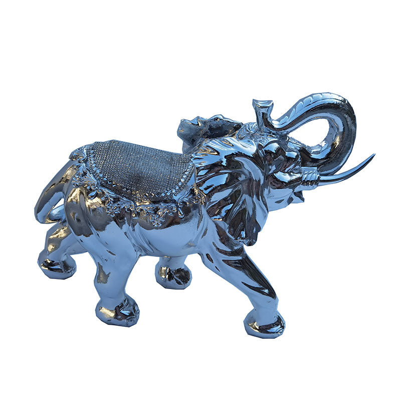 Ambrose Delightfully Extravagant Chrome Plated Elephant with Embedded Crystal Saddle (11.5"L x 5"W x 8.5"H)