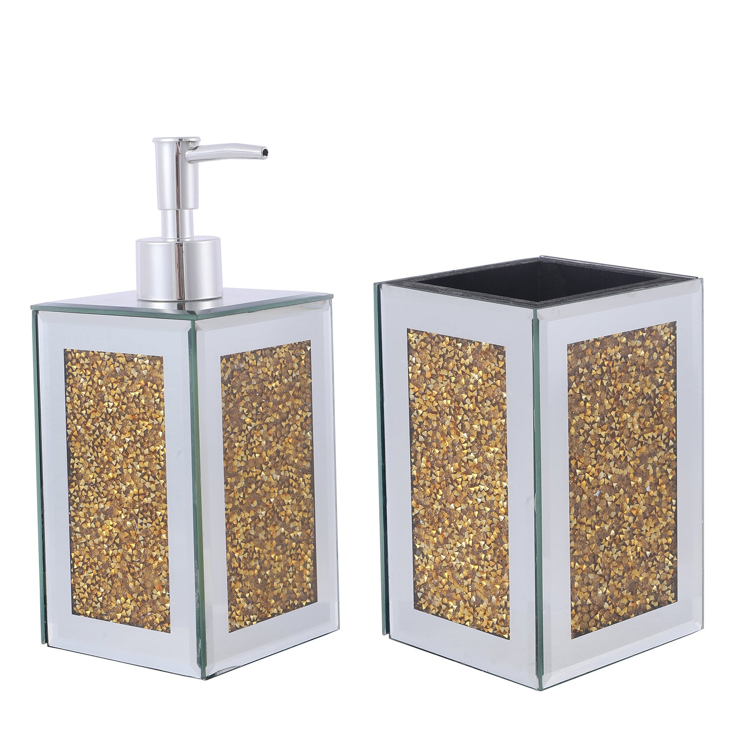 Ambrose Exquisite 2 Piece Square Soap Dispenser and Toothbrush Holder