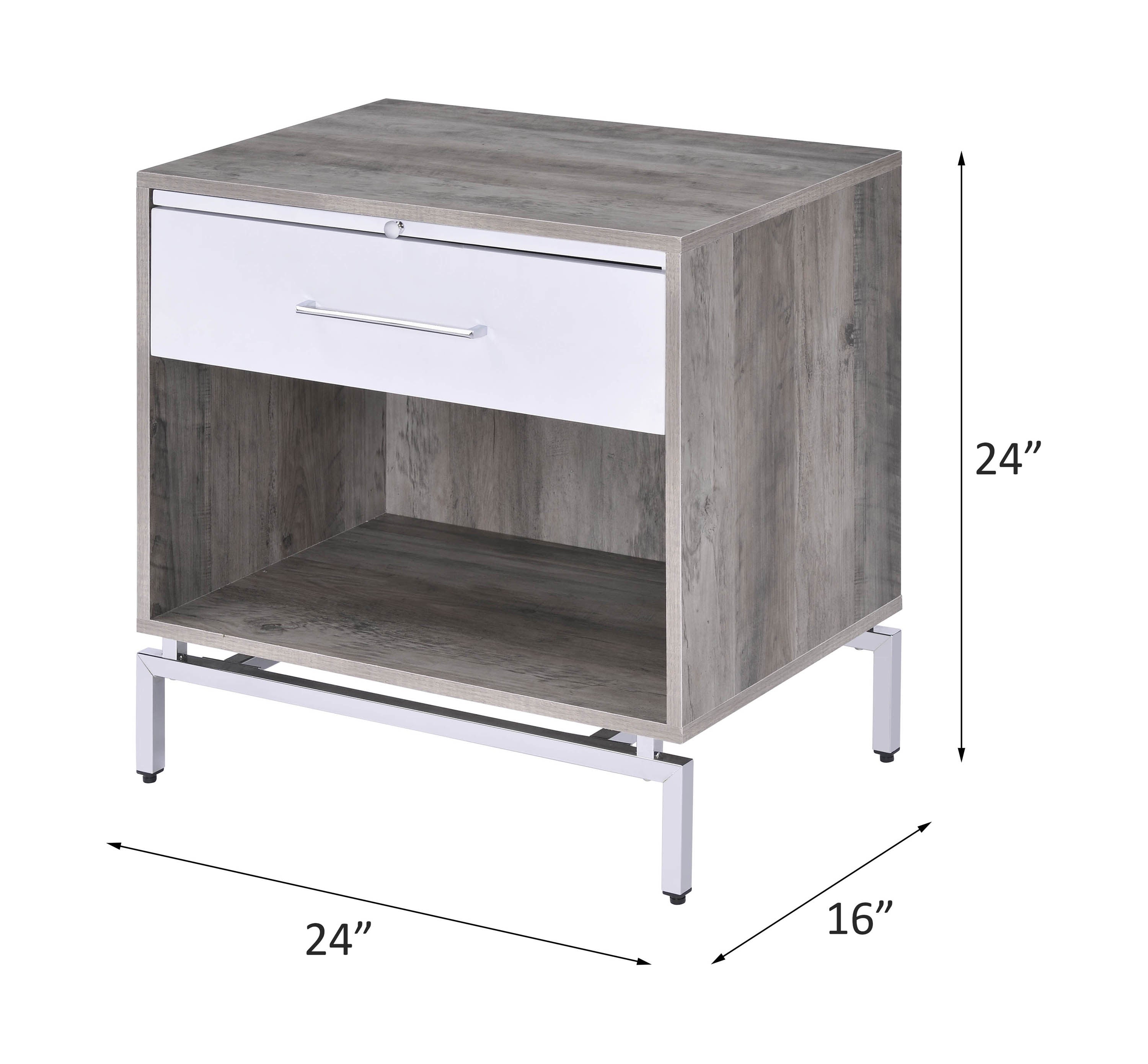 ACME Cistus Accent Table, Weathered Gray Oak & White 97555