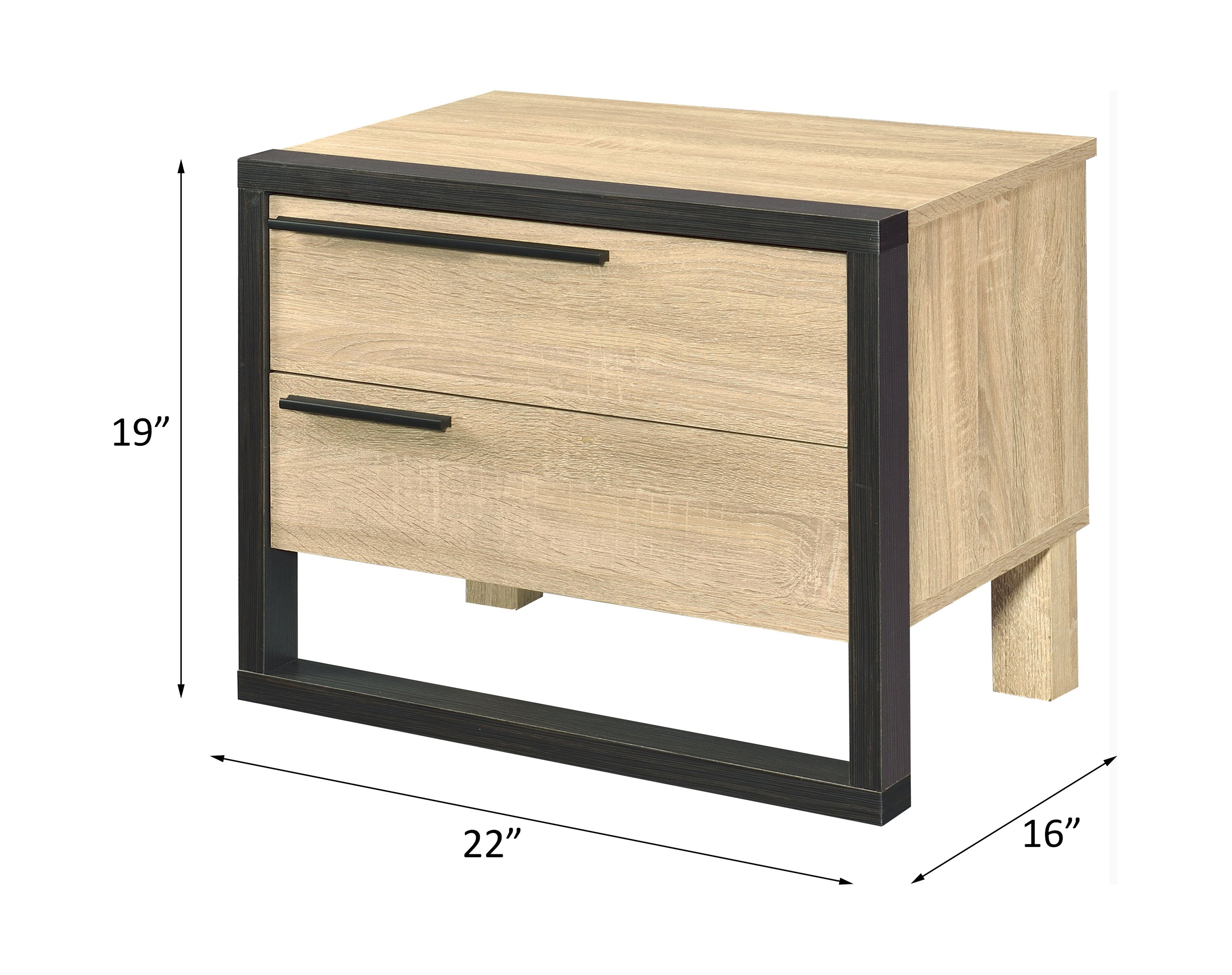 ACME Erasto Accent Table, Oak & Black Finish 97962