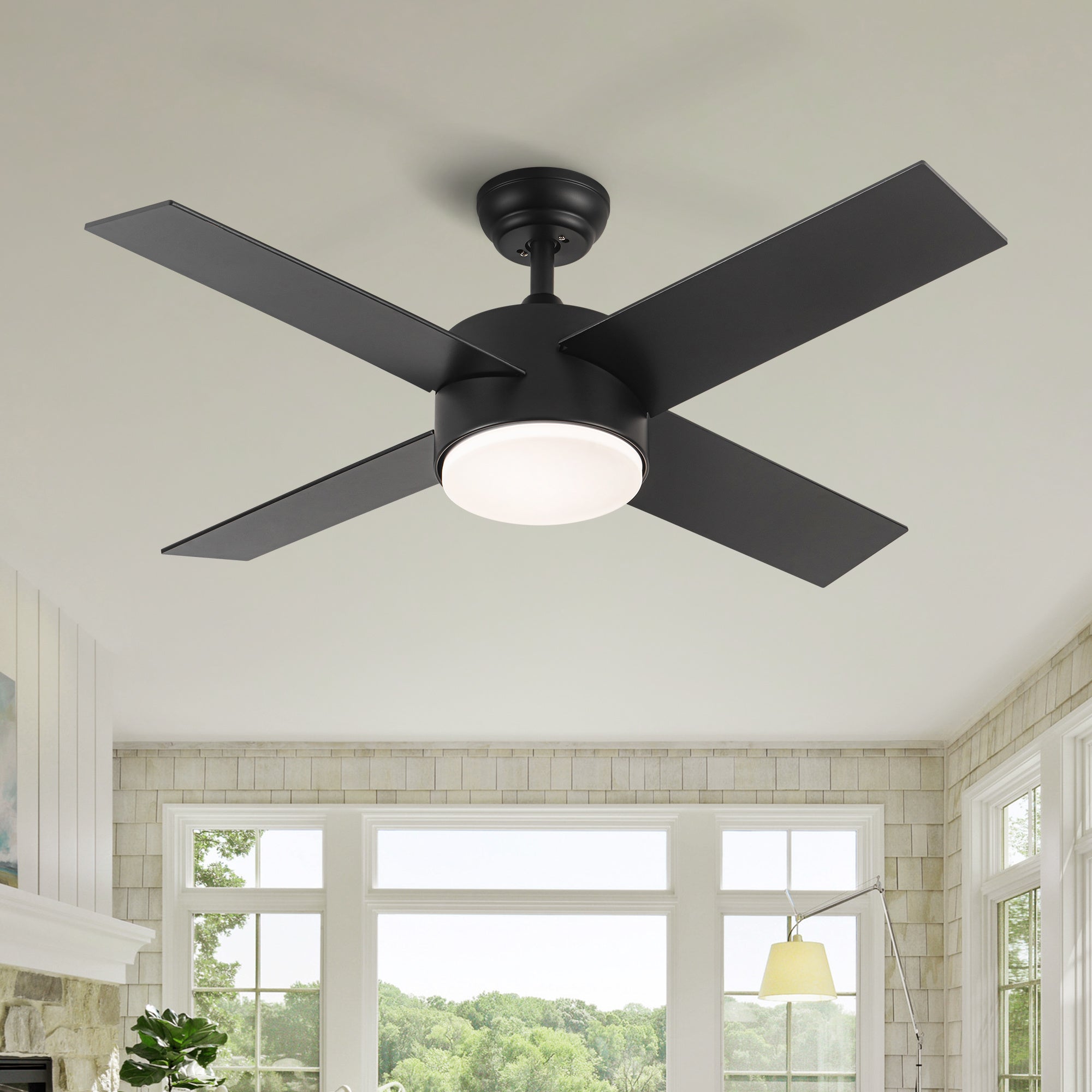 44 In Intergrated LED Ceiling Fan with Black ABS Blade