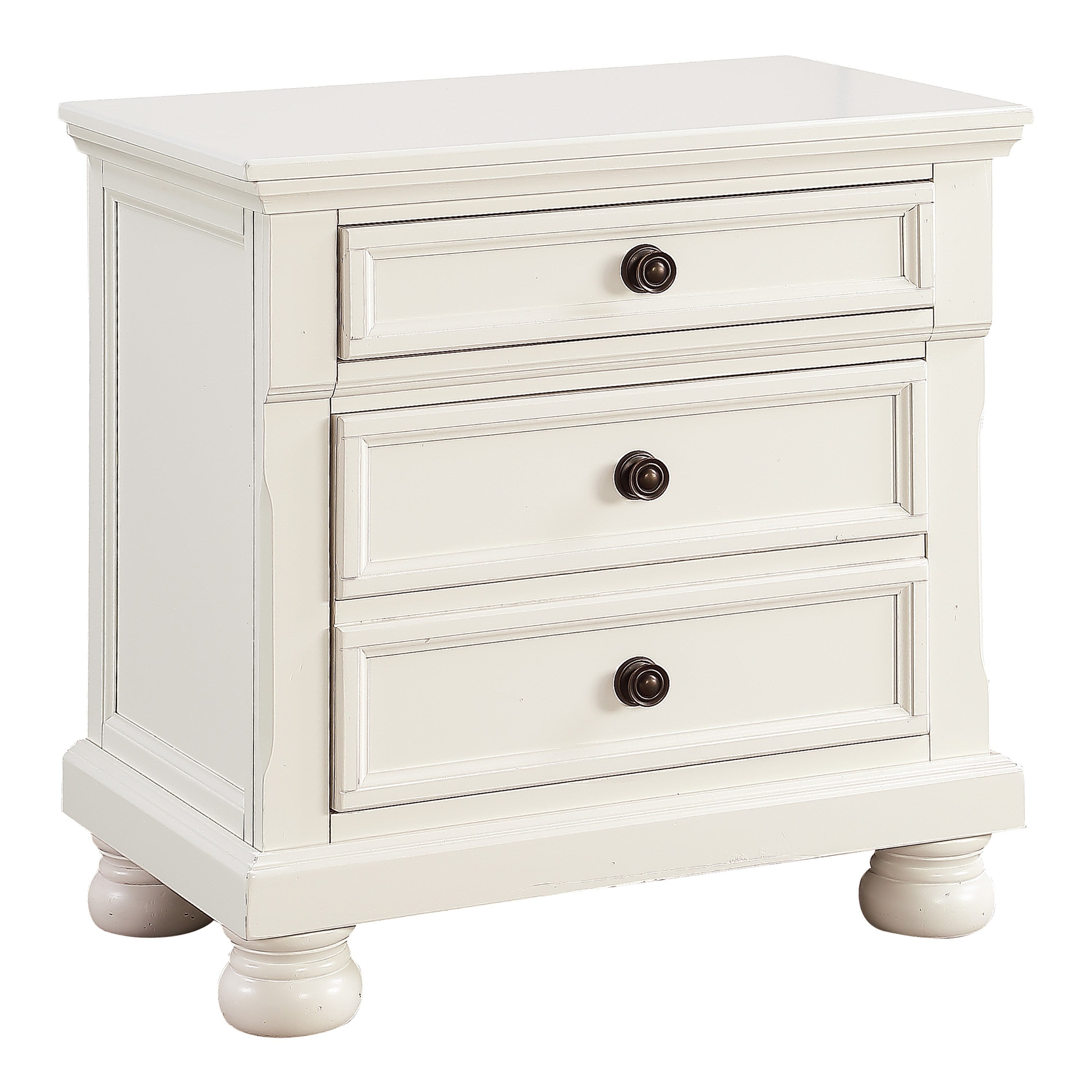 Bedroom Furniture White Finish Bun Feet Nightstand with Hidden Drawer Casual Transitional Bed Side Table