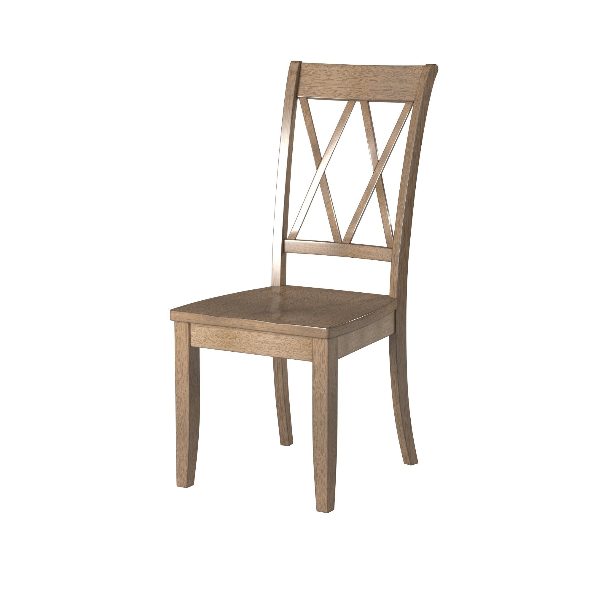 Casual Brown Finish Side Chairs Set of 2 Pine Veneer Transitional Double-X Back Design Dining Room Furniture