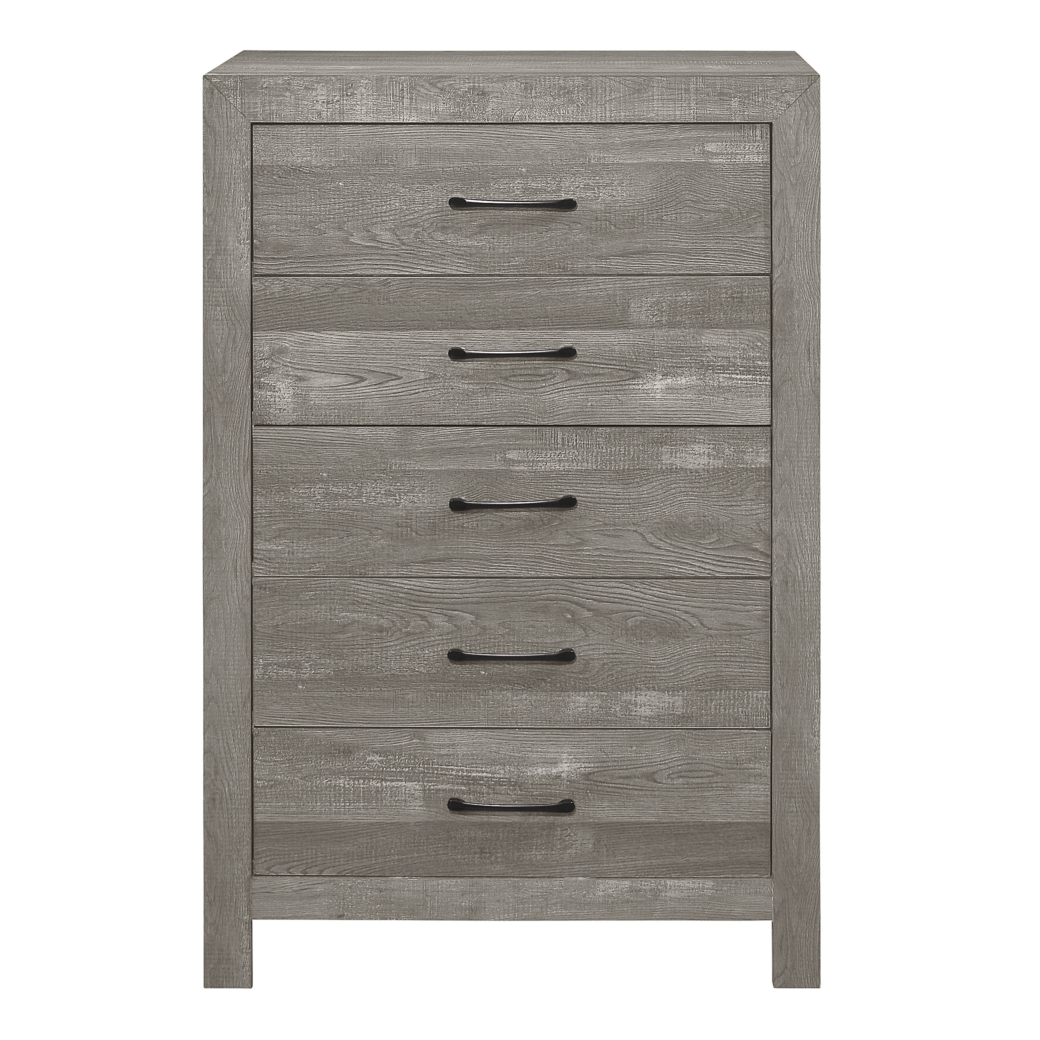 Rustic Design Gray Finish 1pc Chest with Storage Drawers Black Metal Hardware Bedroom Furniture