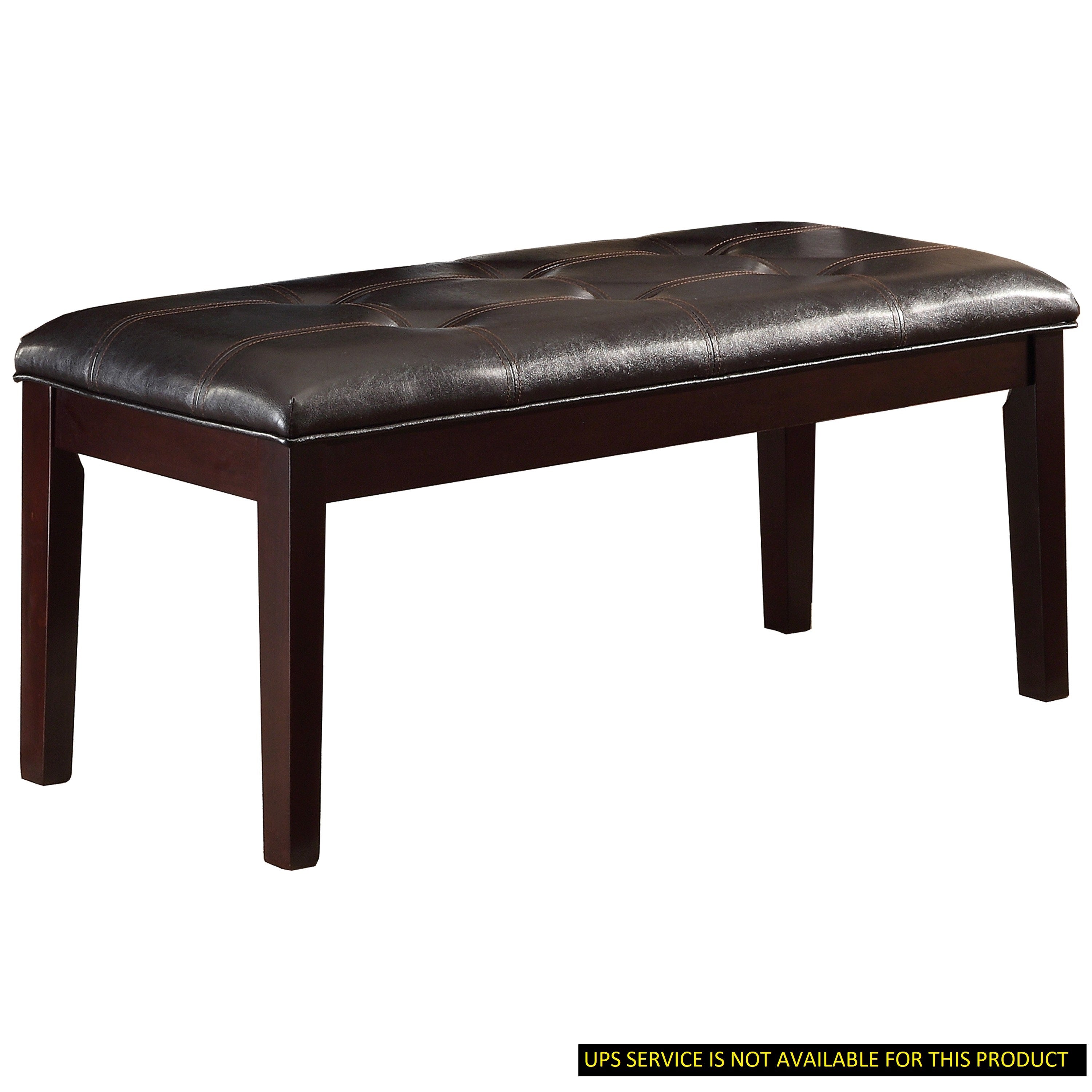 Espresso Finish 1pc Dining Bench Faux Leather Upholstered Button-Tufted Top Seat Transitional Dining Room Furniture