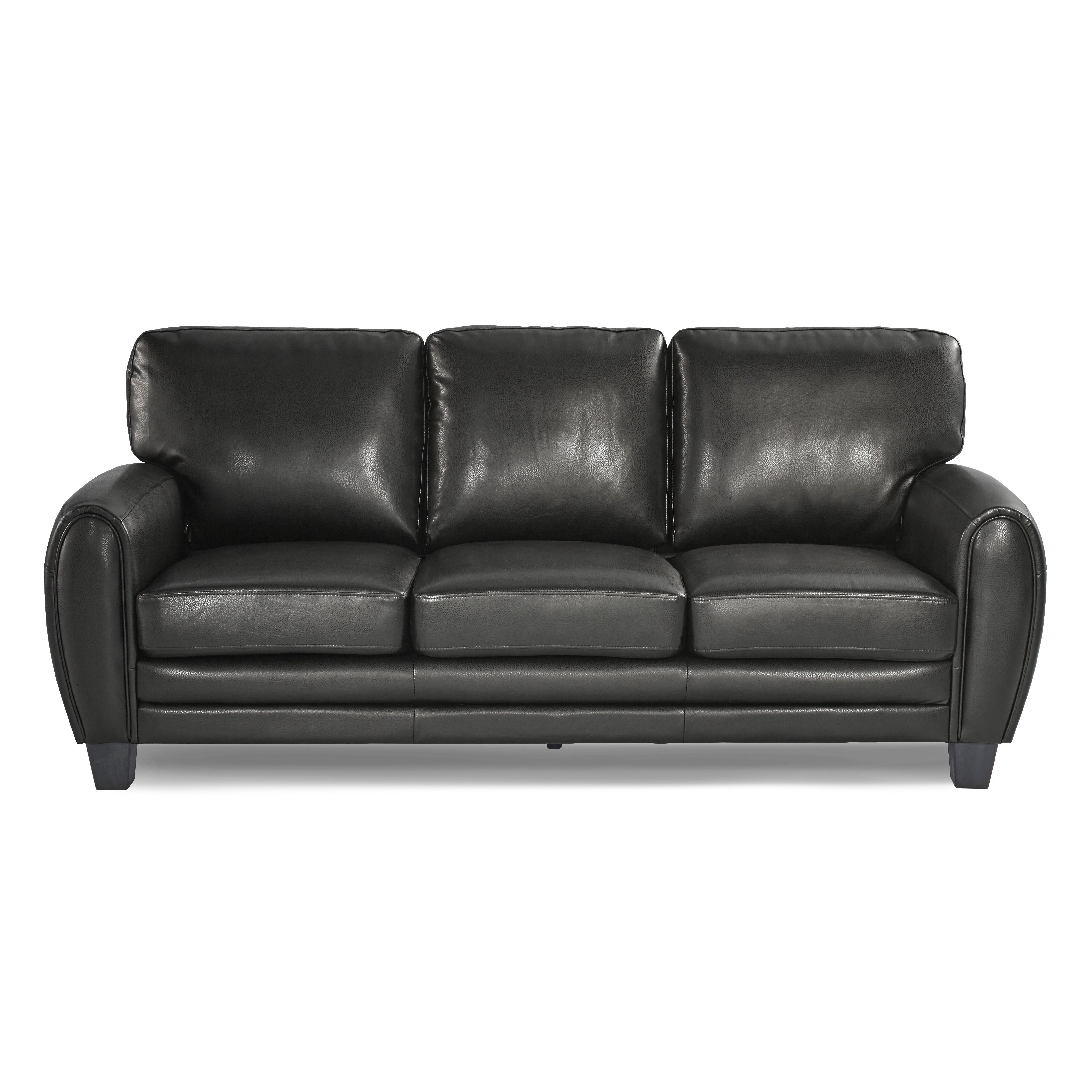 Modern Living Room Furniture 1pc Sofa Black Faux Leather Covering Retro Styling Furniture