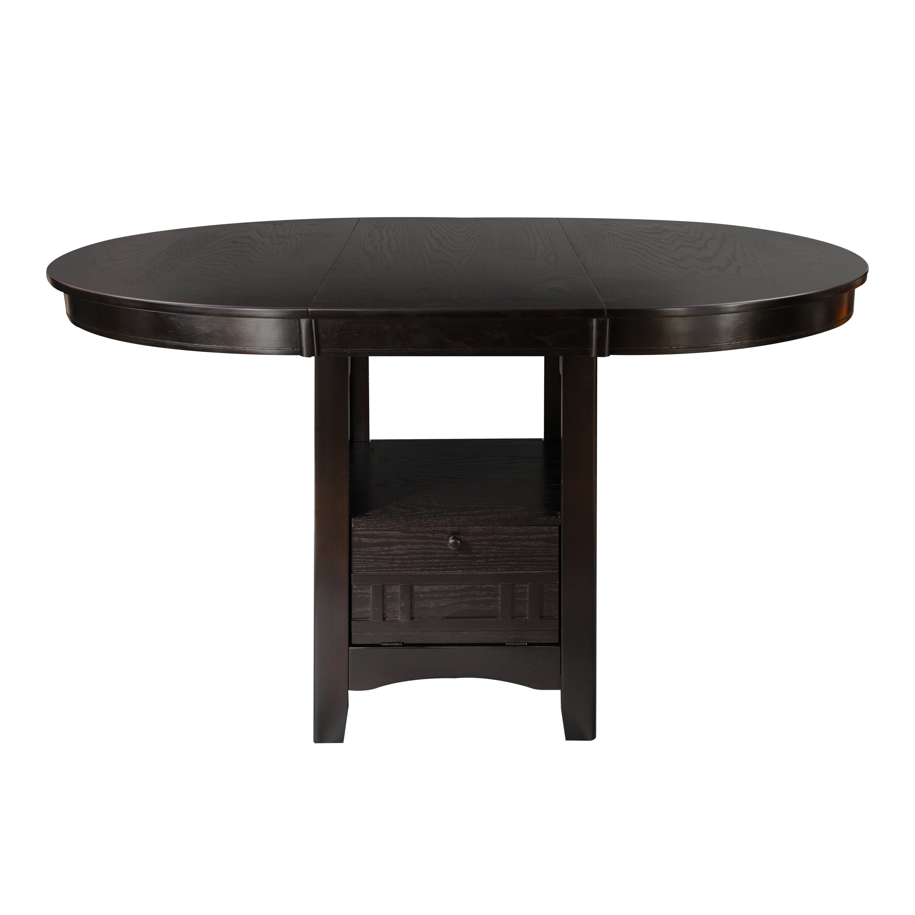 Dark Cherry Finish Counter Height 1pc Dining Table w Extension Leaf and Storage Base Traditional Design Dining Room Furniture