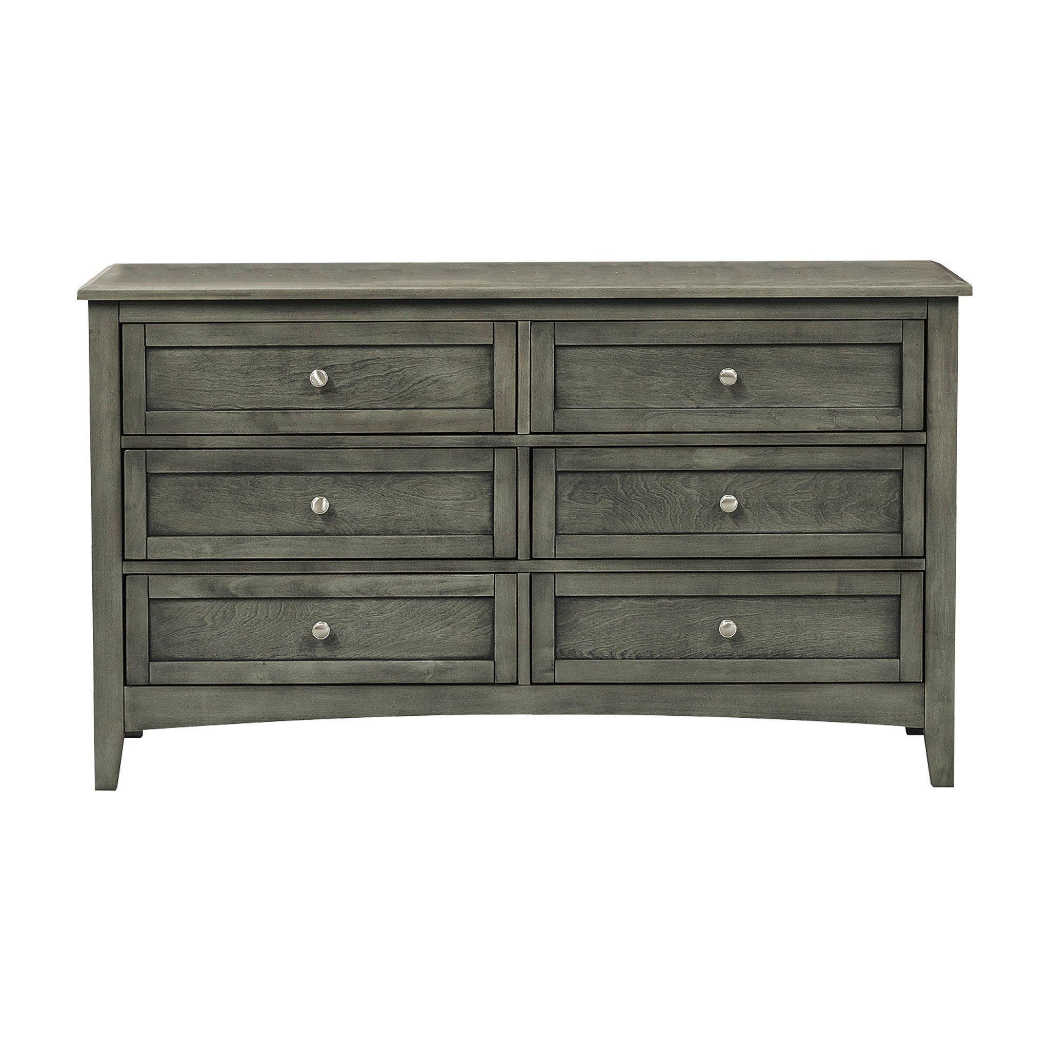 Cool Gray Finish Transitional Style 1pc Dresser of 6x Drawers Birch Veneer Wooden Furniture Stylish Bedroom