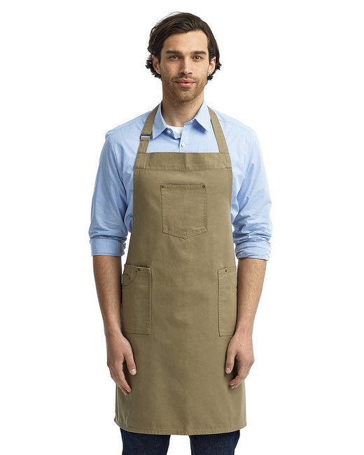 Unisex Cotton Chino Bib Apron - BLACK - OS