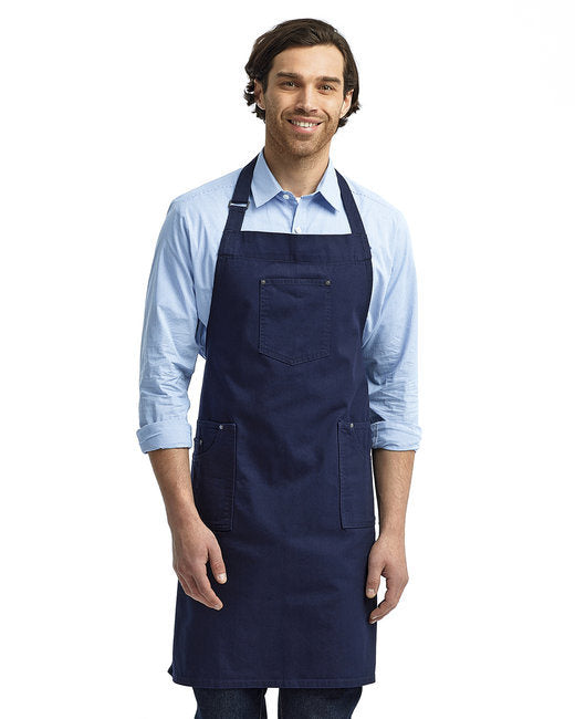 Unisex Cotton Chino Bib Apron - BLACK - OS