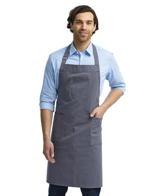 Unisex Cotton Chino Bib Apron - BLACK - OS