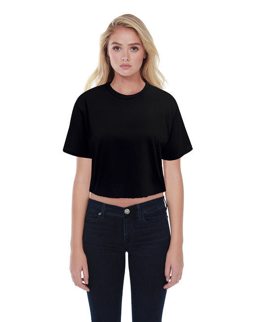 Ladies' Boyfriend Crop T-Shirt - BLACK - XS