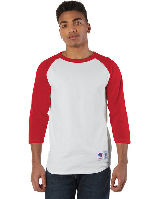 Adult Raglan T-Shirt - WHITE/ BLACK - S