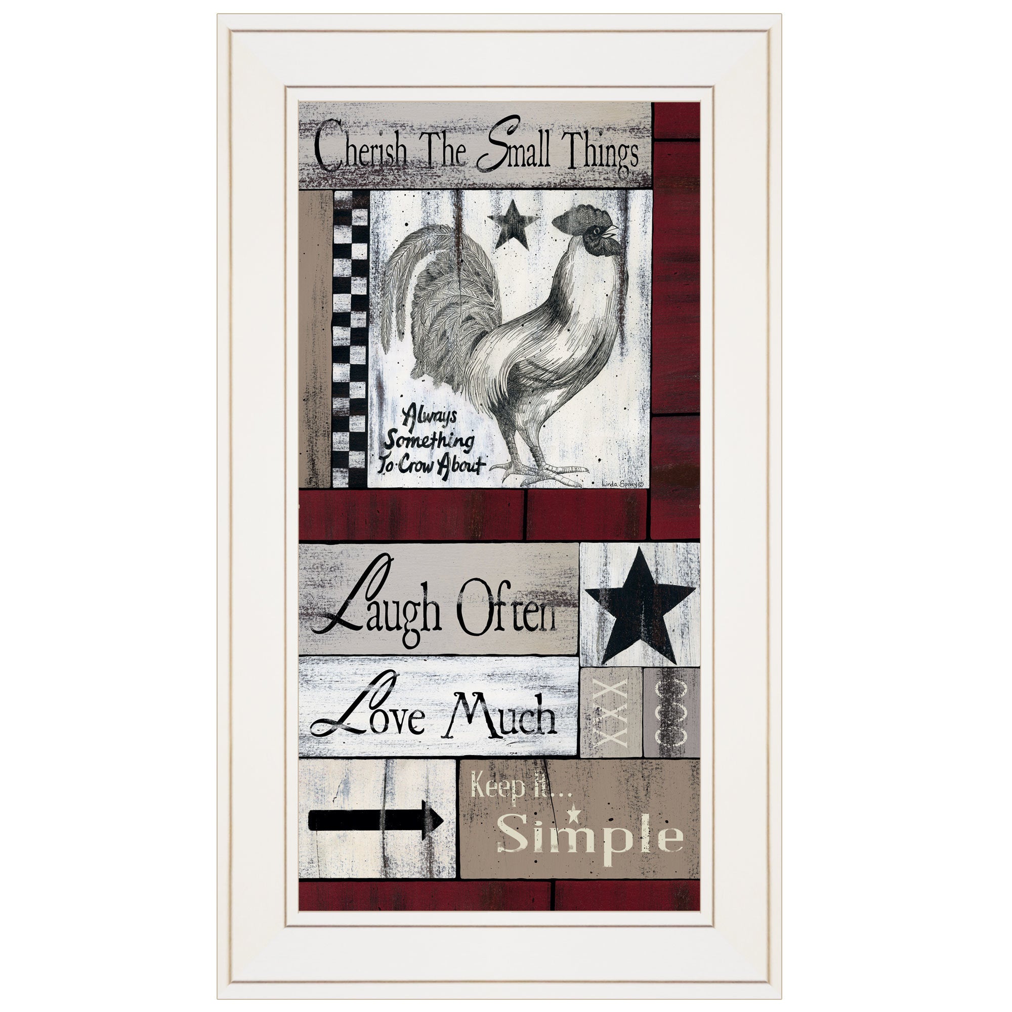 "Cherish The Small things" by Linda Spivery, Ready to Hang Framed print, White Frame
