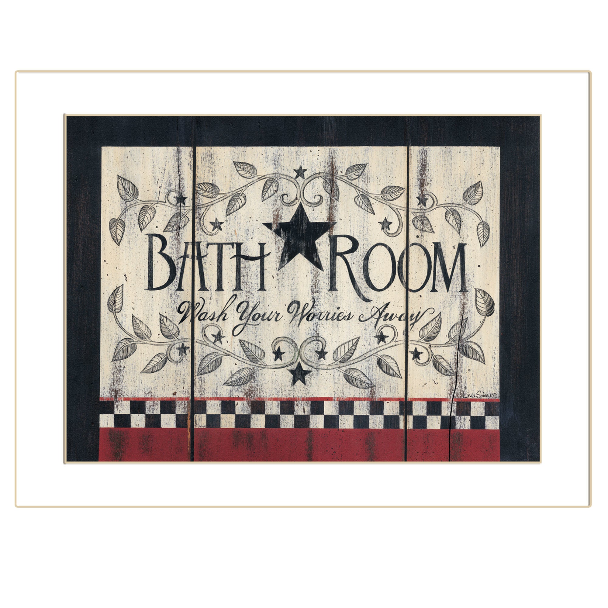 "Bathroom" by Linda Spivey, Ready to Hang Framed Print, White Frame