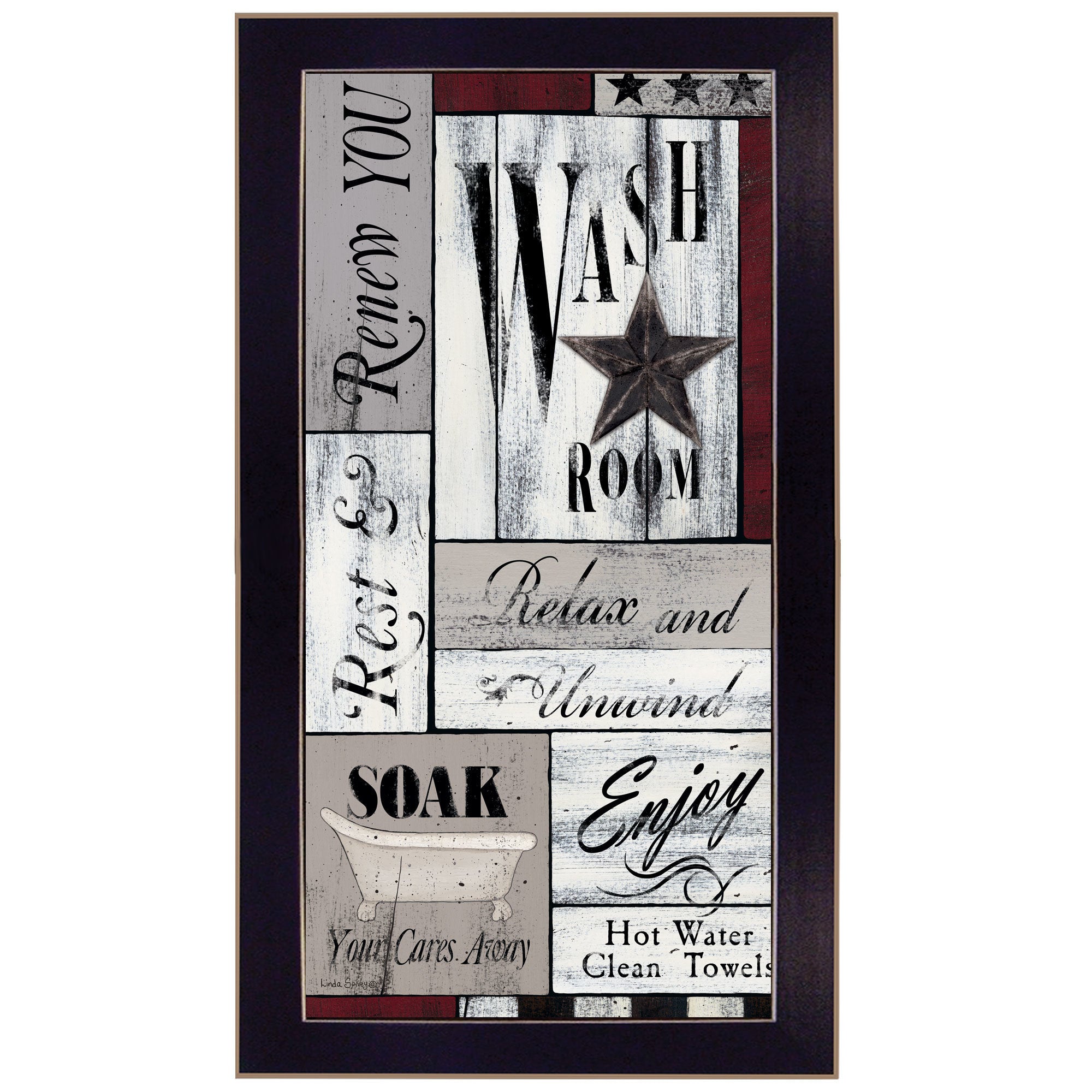 "Soak Your Cares Away" by Linda Spivey, Ready to Hang Framed Print, Black Frame