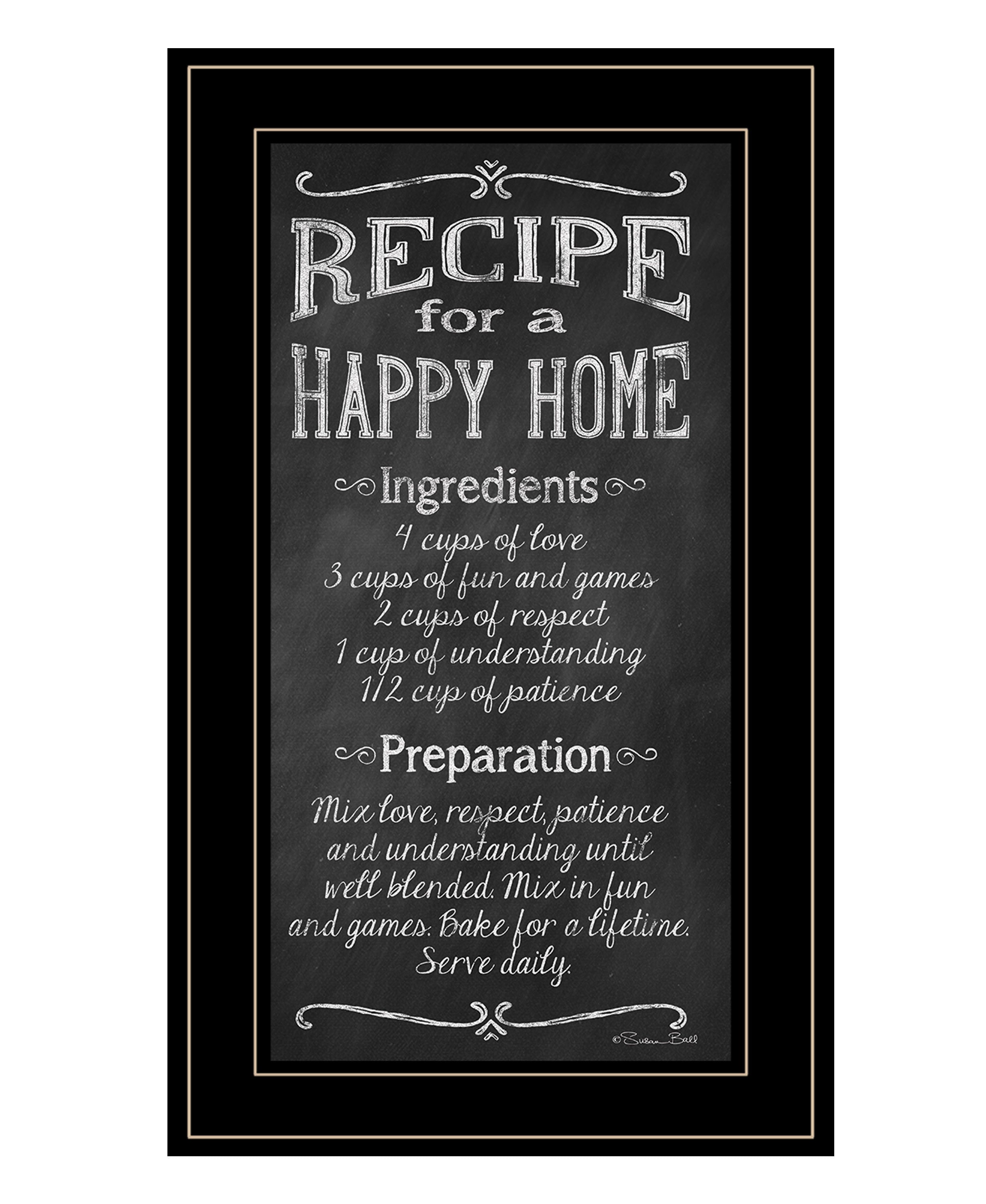 "Recipe for a Happy Home" by Susan Ball, Ready to Hang Framed Print, Black Frame
