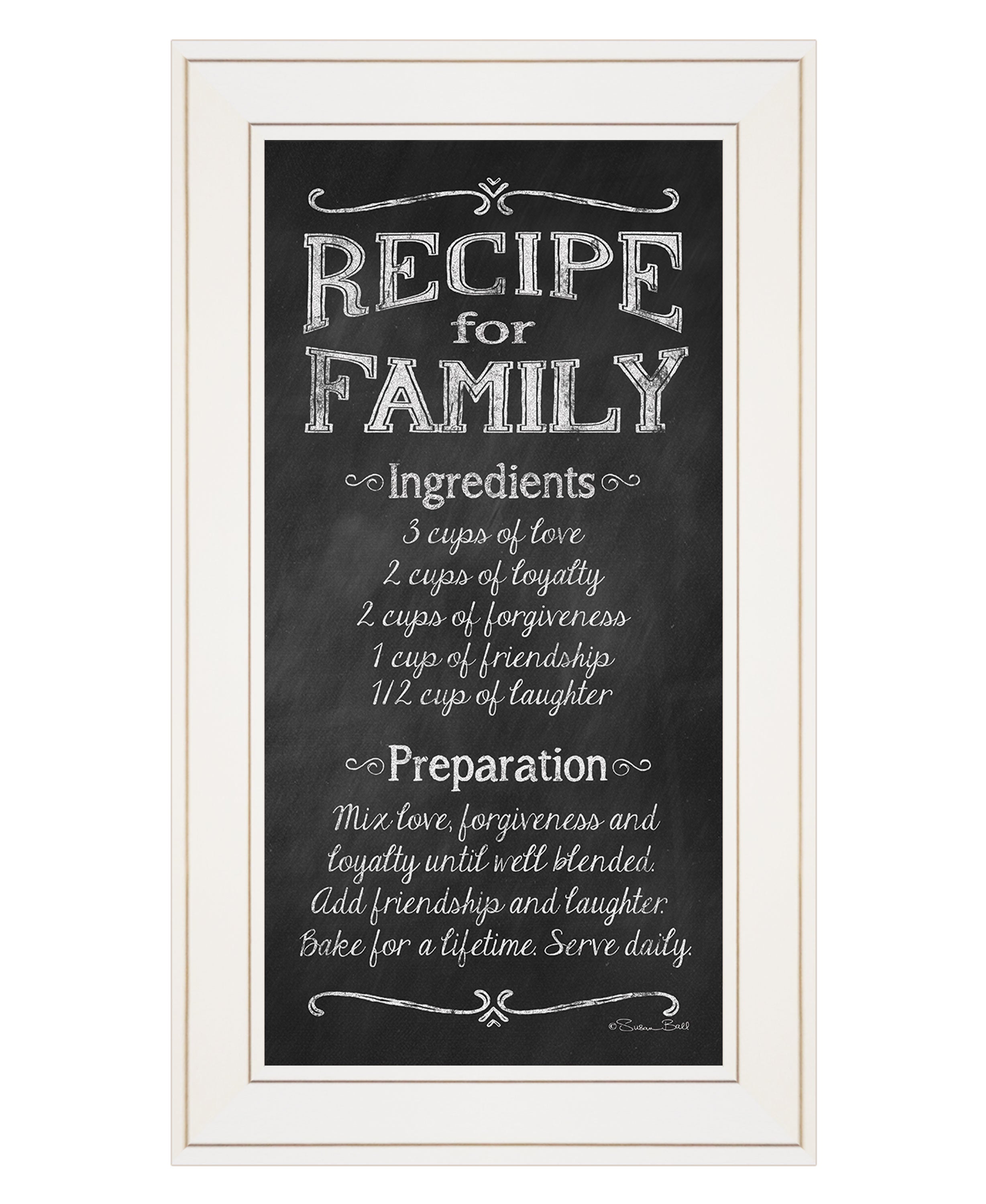 "Recipe for Family" by Susan Ball, Ready to Hang Framed Print, White Frame