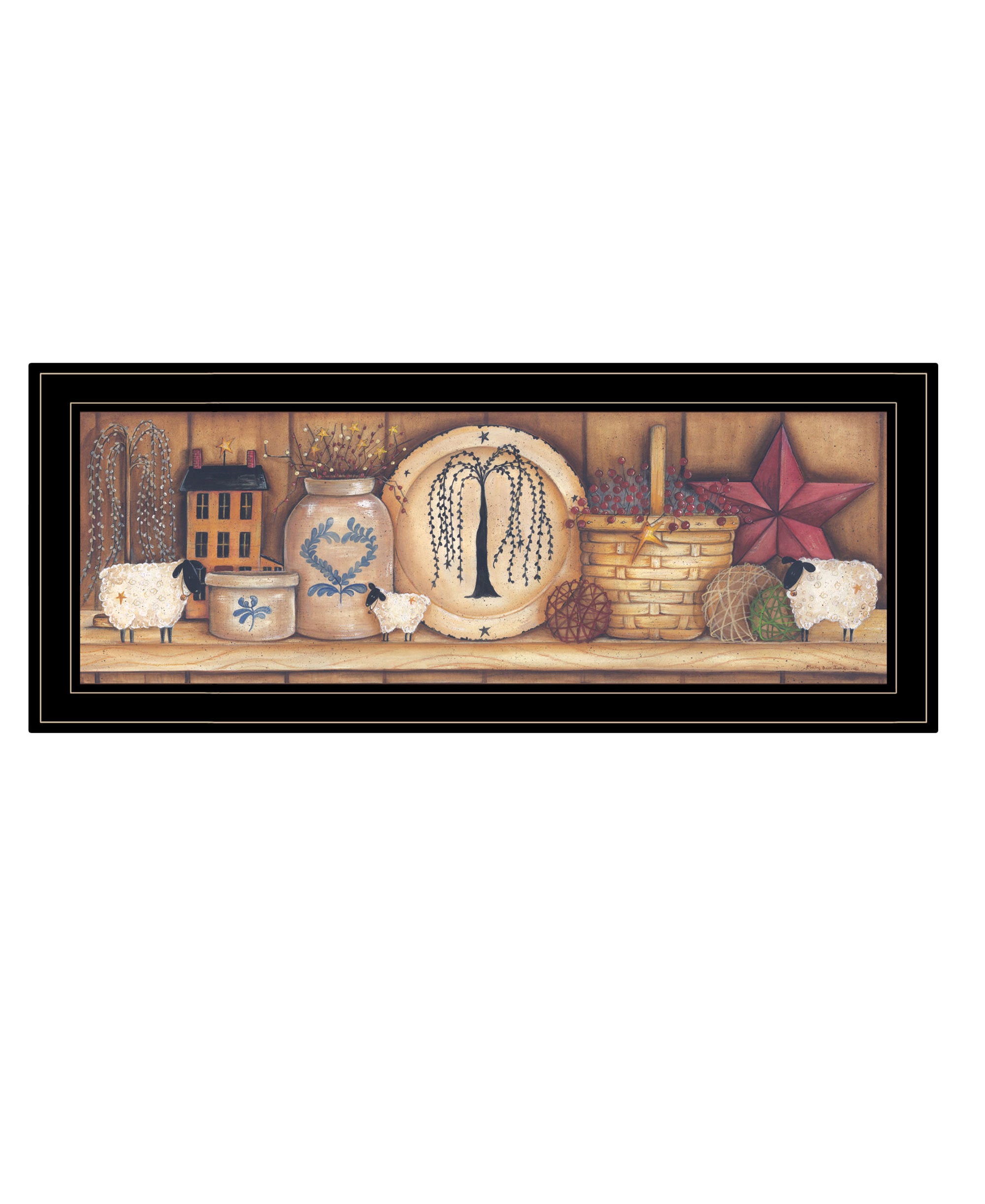"Shelf Gathering" by Mary Ann June, Ready to Hang Framed Print, Black Frame