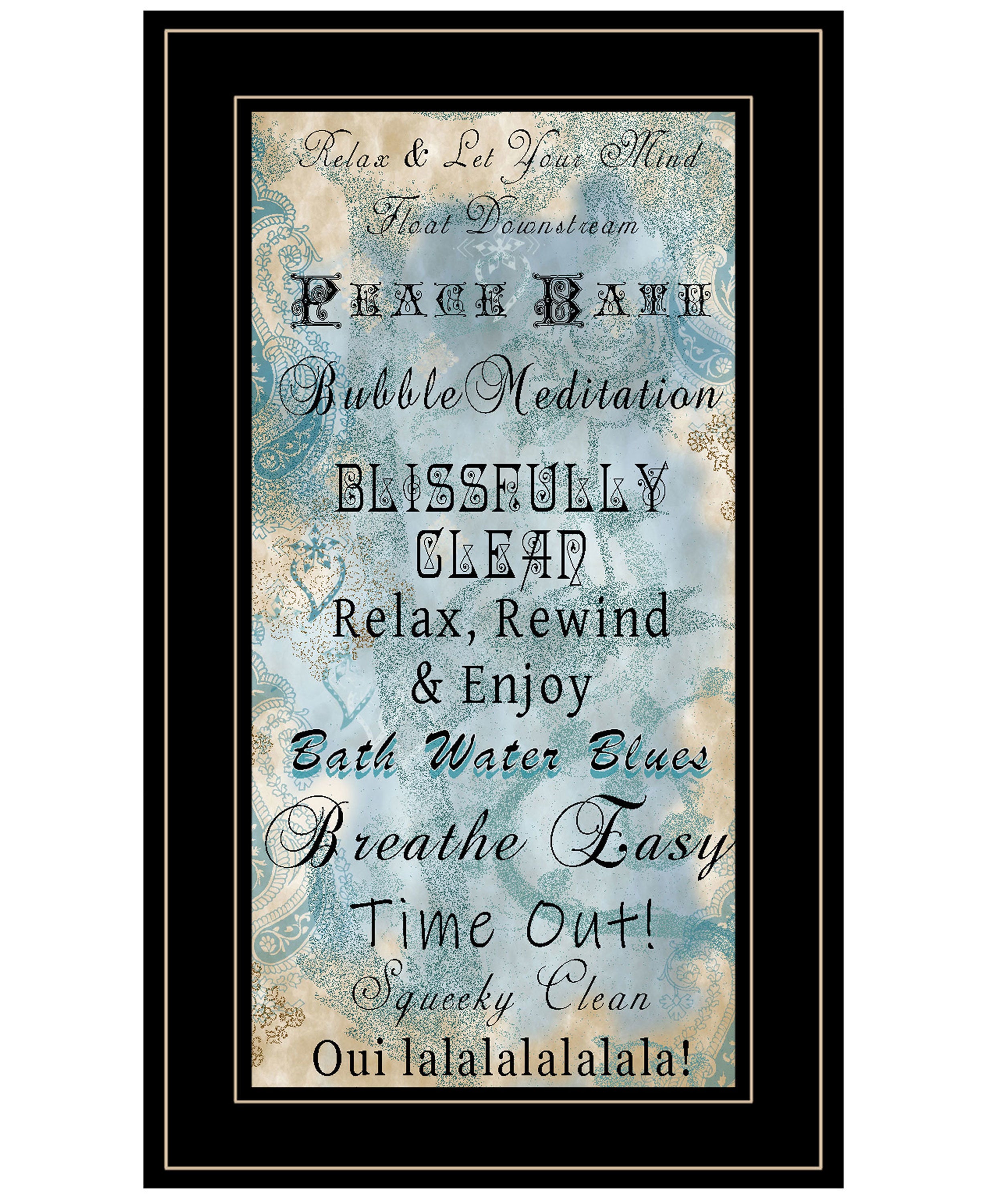 "Paris Bath" by Trendy Decor 4U, Ready to Hang Framed Print, Black Frame