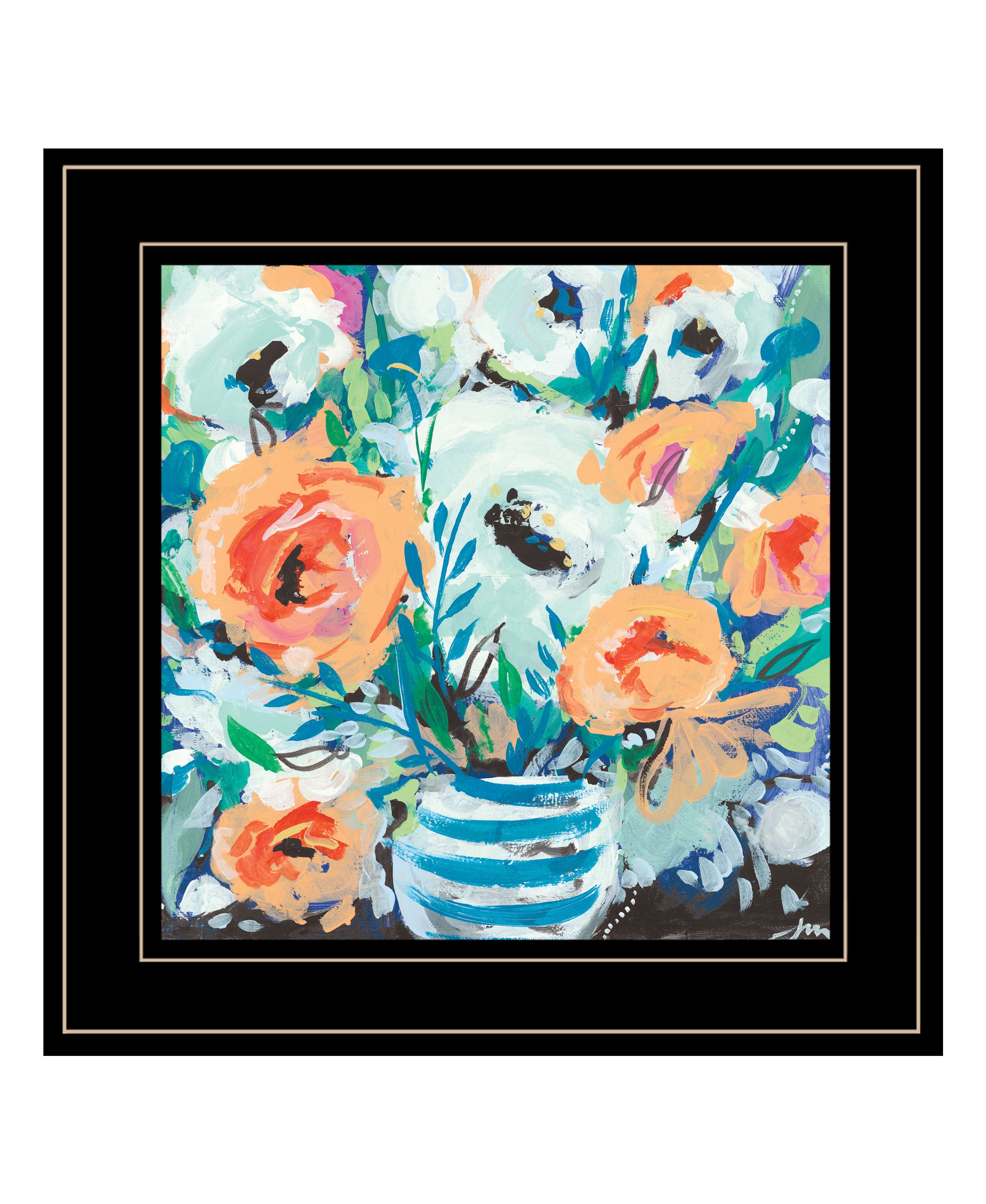 "Fancy Florals II" by Jessica Mingo, Ready to Hang Framed Print, Black Frame