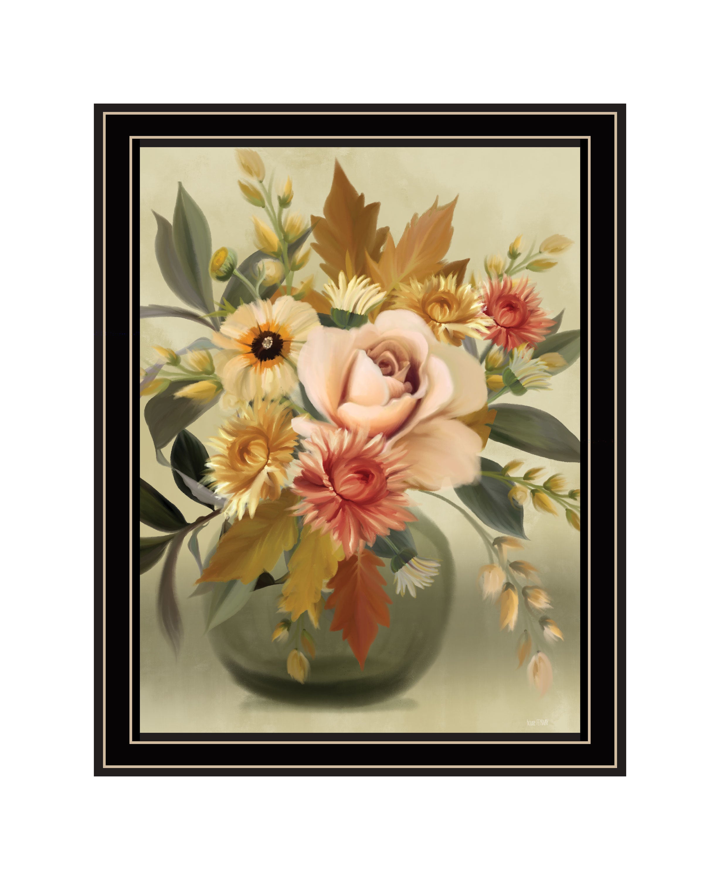 "Autumn Bouquet" by House Fenway, Ready to Hang Framed Print, Black Frame